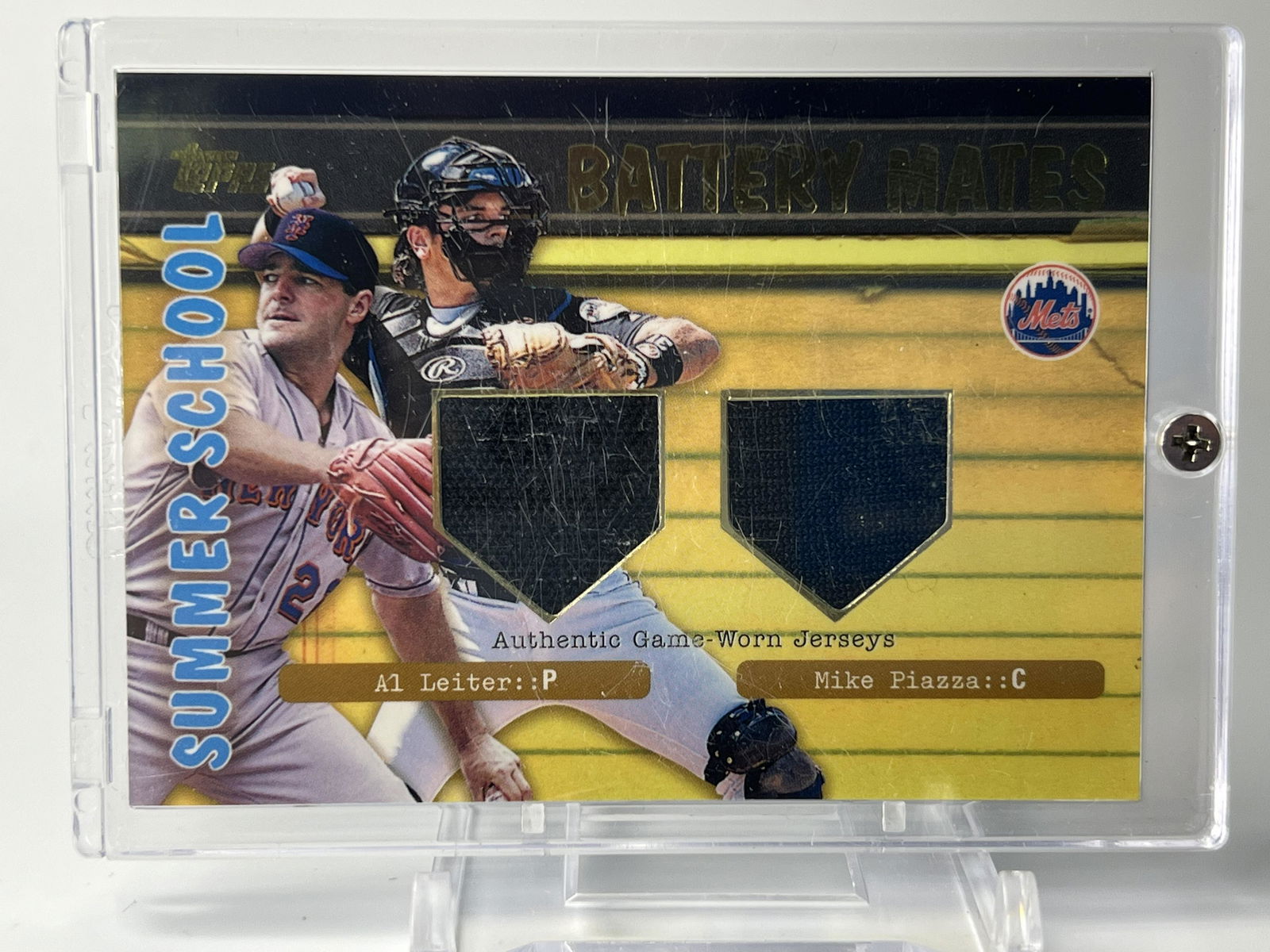 BATTERY MATES GAME WORN DUAL JERSEY CARD PIAZZA/LEITER (1 of 2)