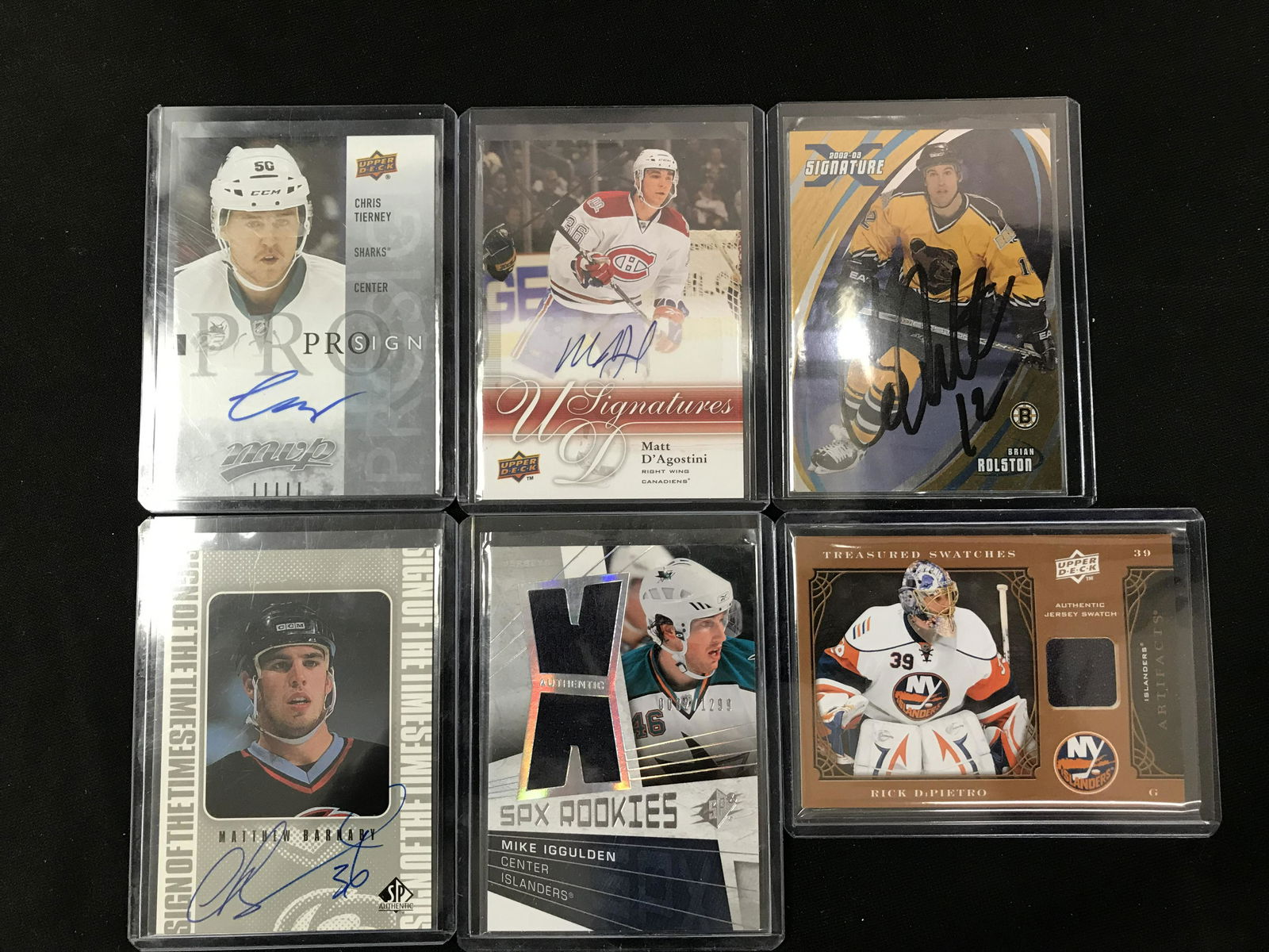 LOT OF 6 JERSEY/SWATCH/ROOKIE/AUTO NHL CARDS: LOT OF 6 JERSEY/SWATCH/ROOKIE/AUTO NHL CARDS