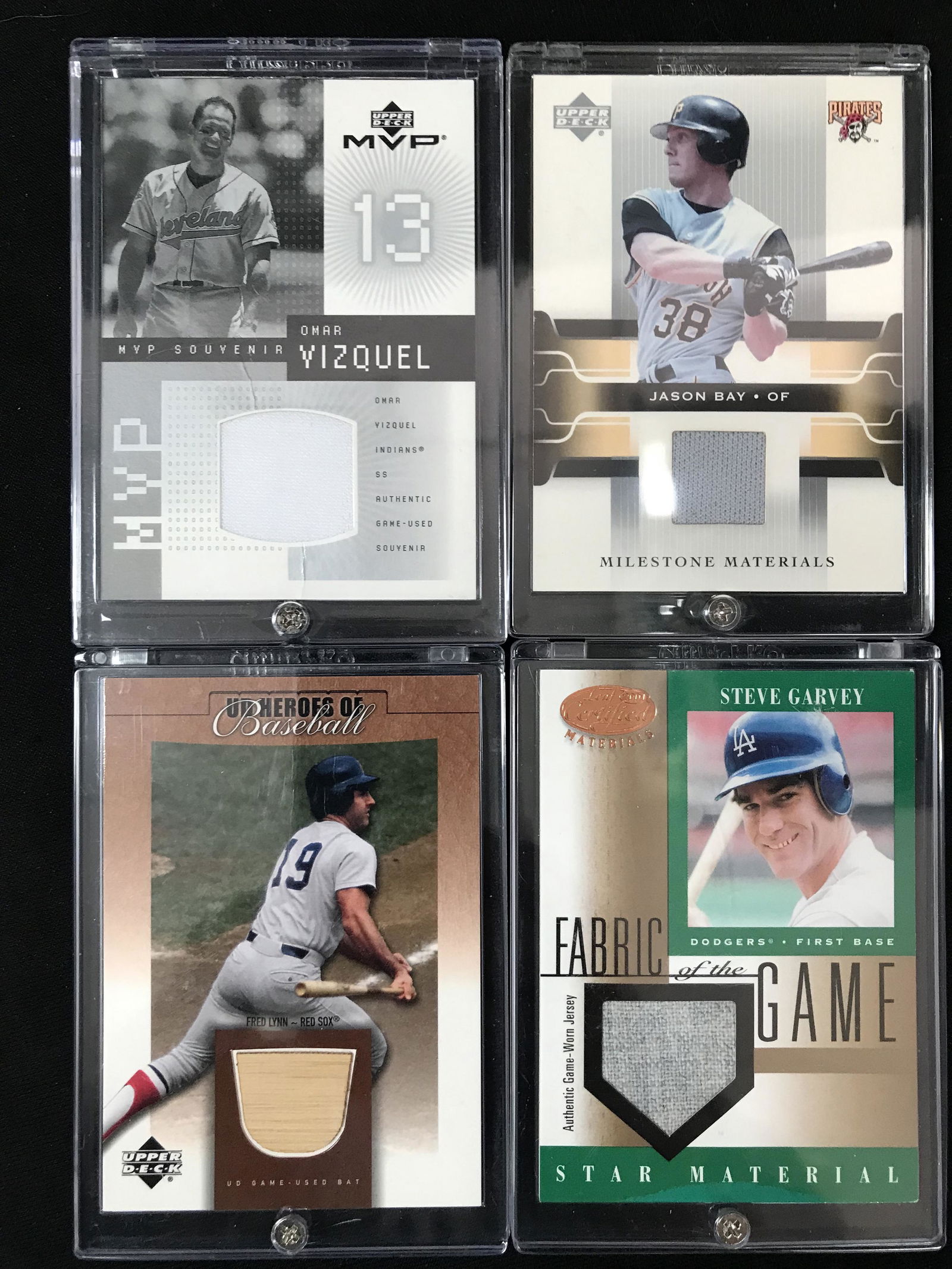 NICE LOT OF 4 GAME WORN/USED JERSEY MLB BASEBALL CARDS (1 of 1)