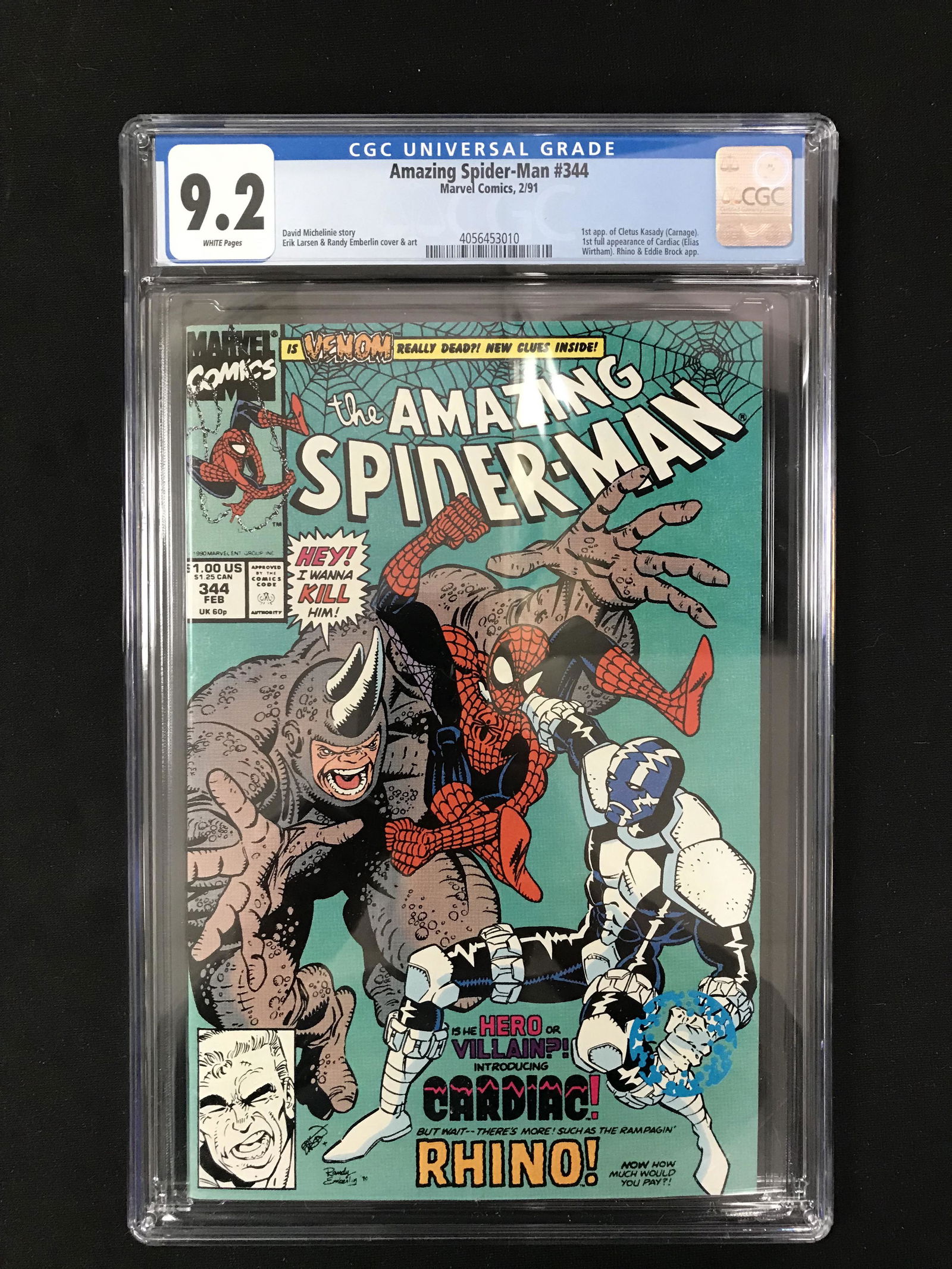 MARVEL COMICS THE AMAZING SPIDER-MAN NO.344 (1ST APP. CARNAGE) CGC 9.2 (1 of 1)