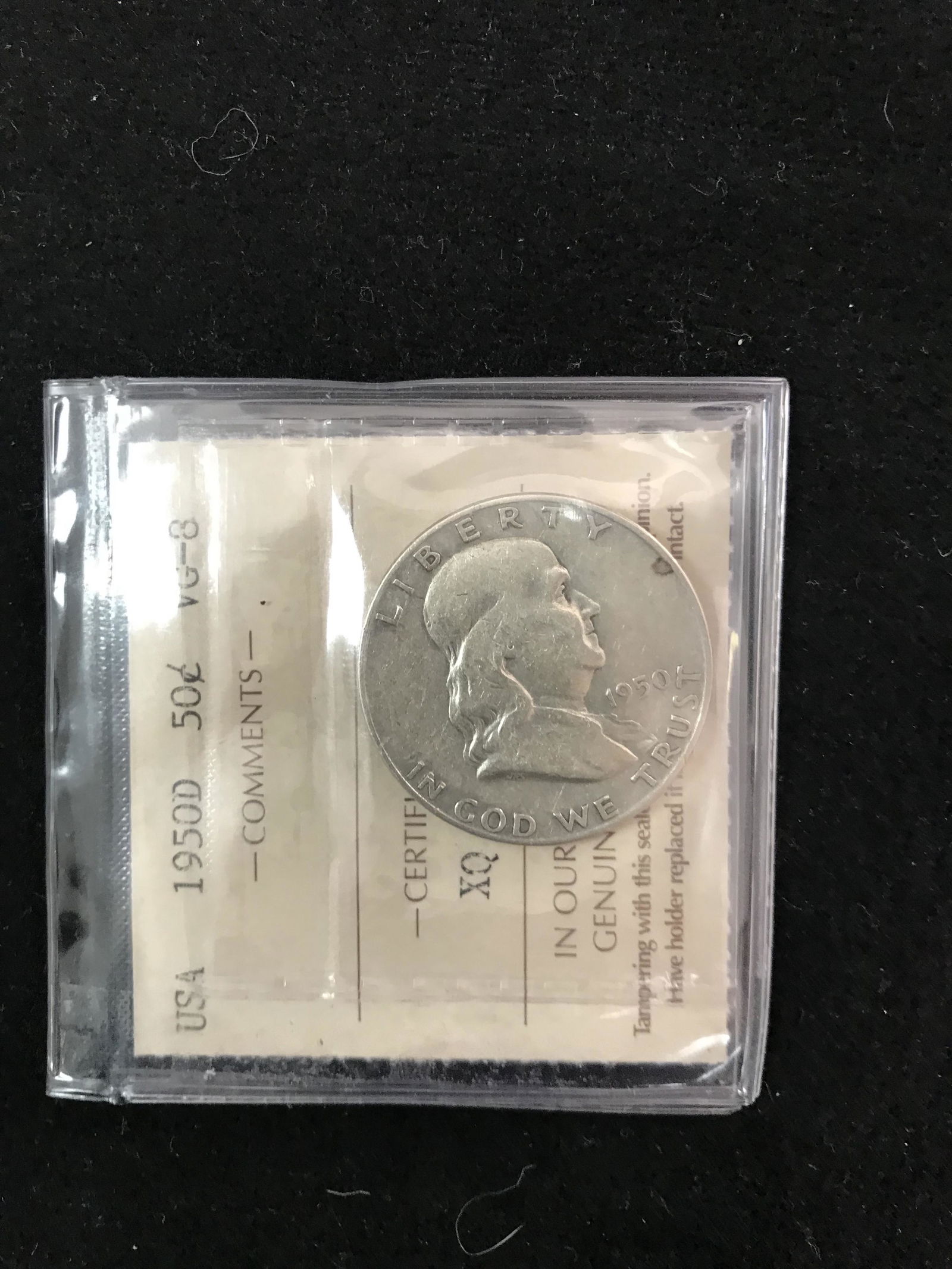 GRADED 1950 US SILVER 50 CENT PIECE (1 of 2)