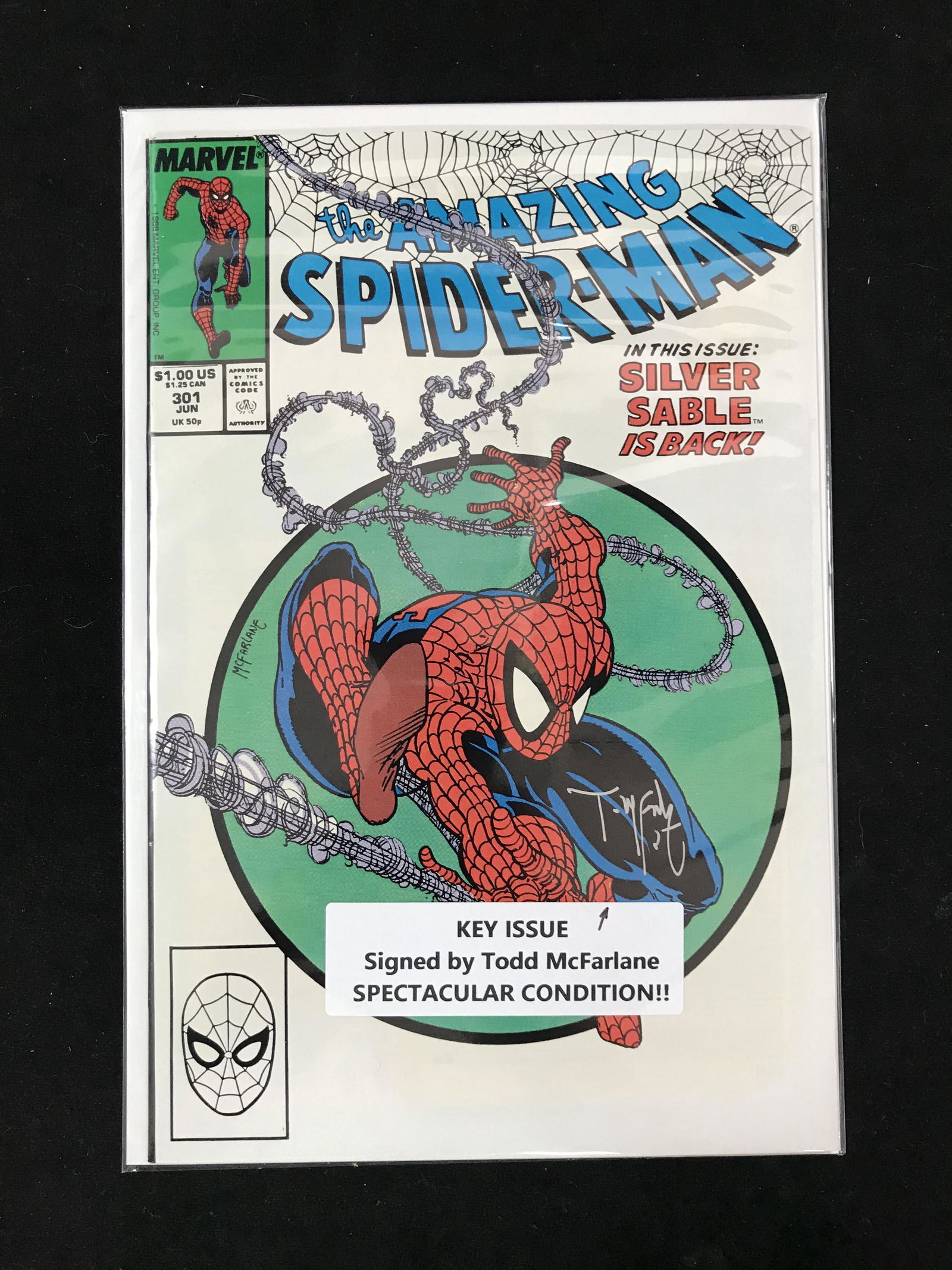 MARVEL COMICS THE AMAZING SPIDER-MAN NO. 301 (SIGNED BY TODD MCFARLANE) (1 of 1)
