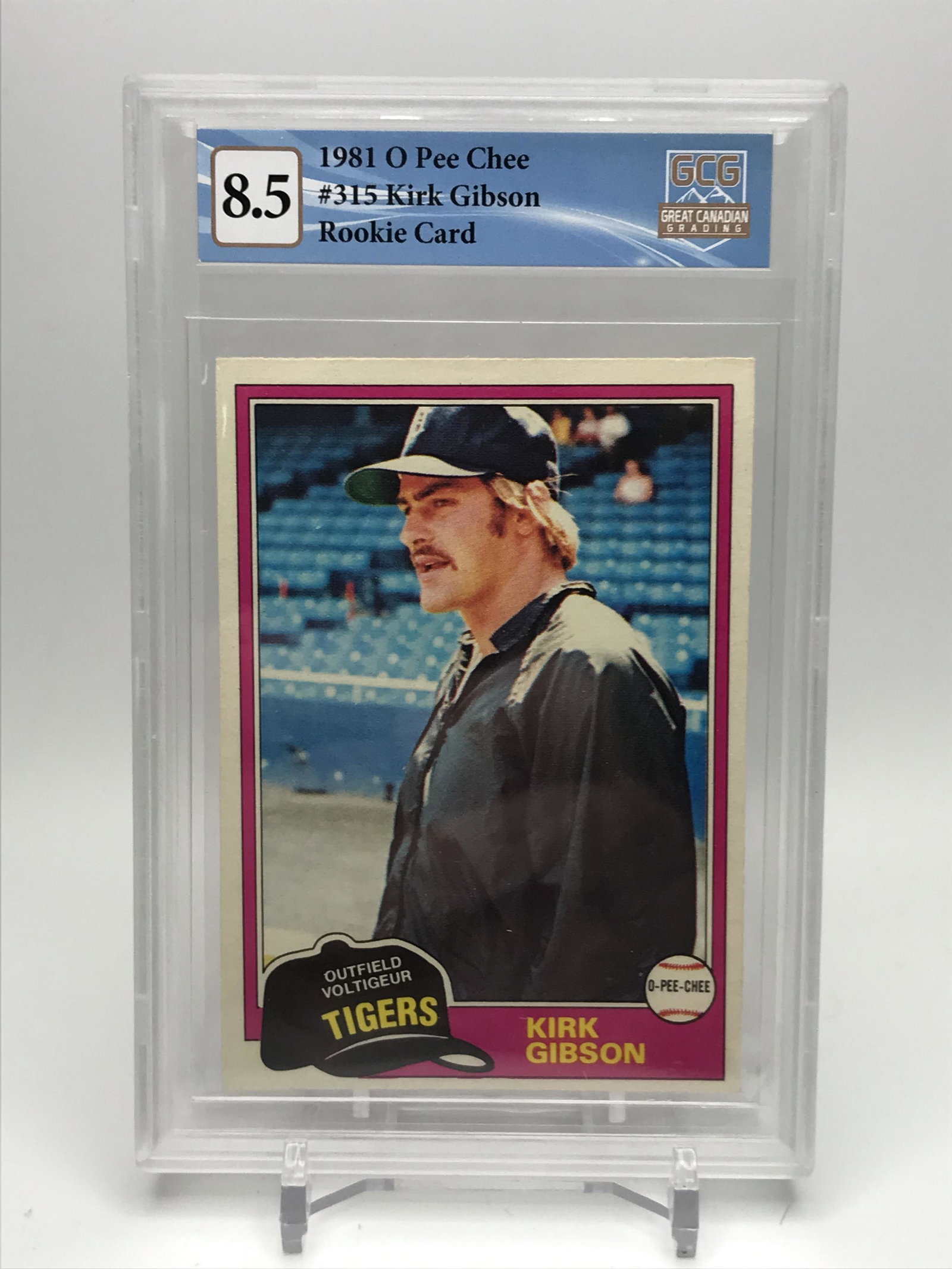 1981 O-PEE-CHEE KIRK GIBSON TIGERS ROOKIE CARD GCG 8.5: 1981 O-PEE-CHEE KIRK GIBSON TIGERS ROOKIE CARD GCG 8.5
