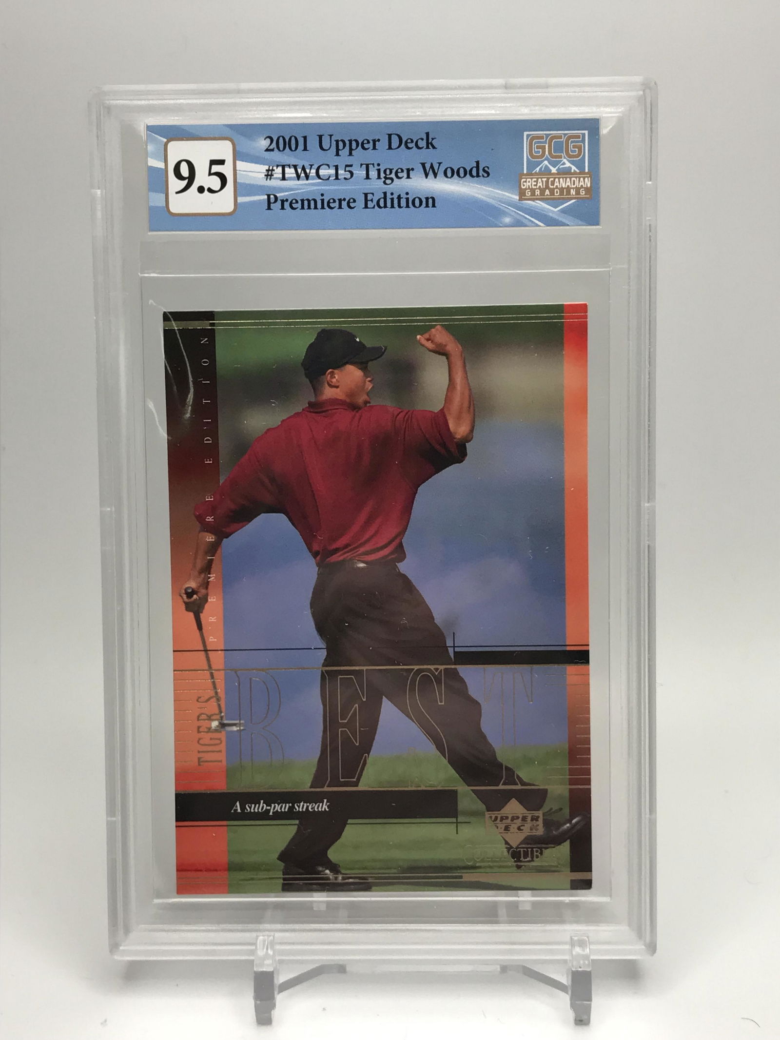 2001 UD PREMIERE EDITION TIGER WOODS GCG 9.5: 2001 UD PREMIERE EDITION TIGER WOODS GCG 9.5