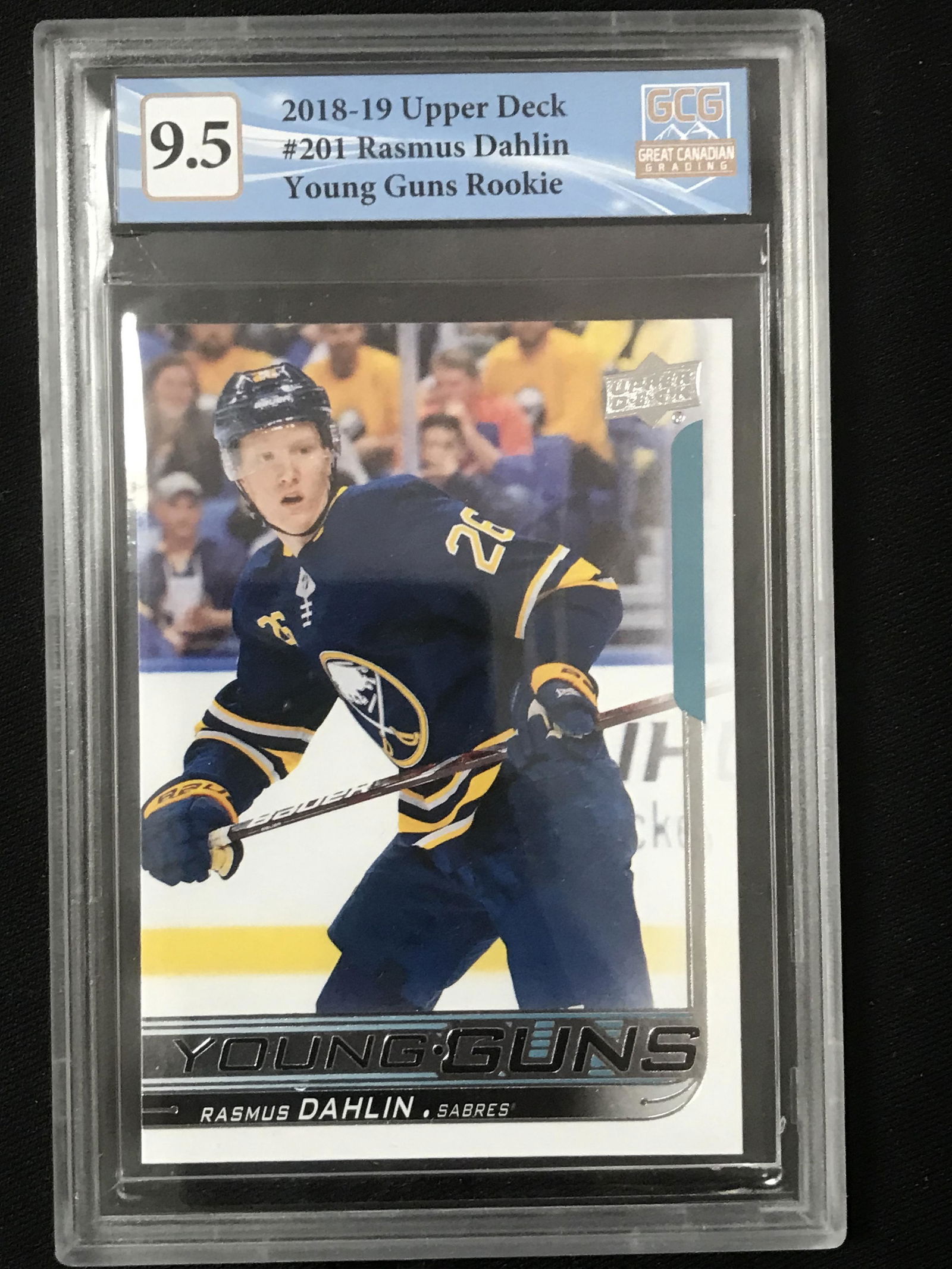2018-19 UPPER DECK RASMUS DAHLIN YOUNG GUNS ROOKIE CARD (GCG 9.5) (1 of 1)