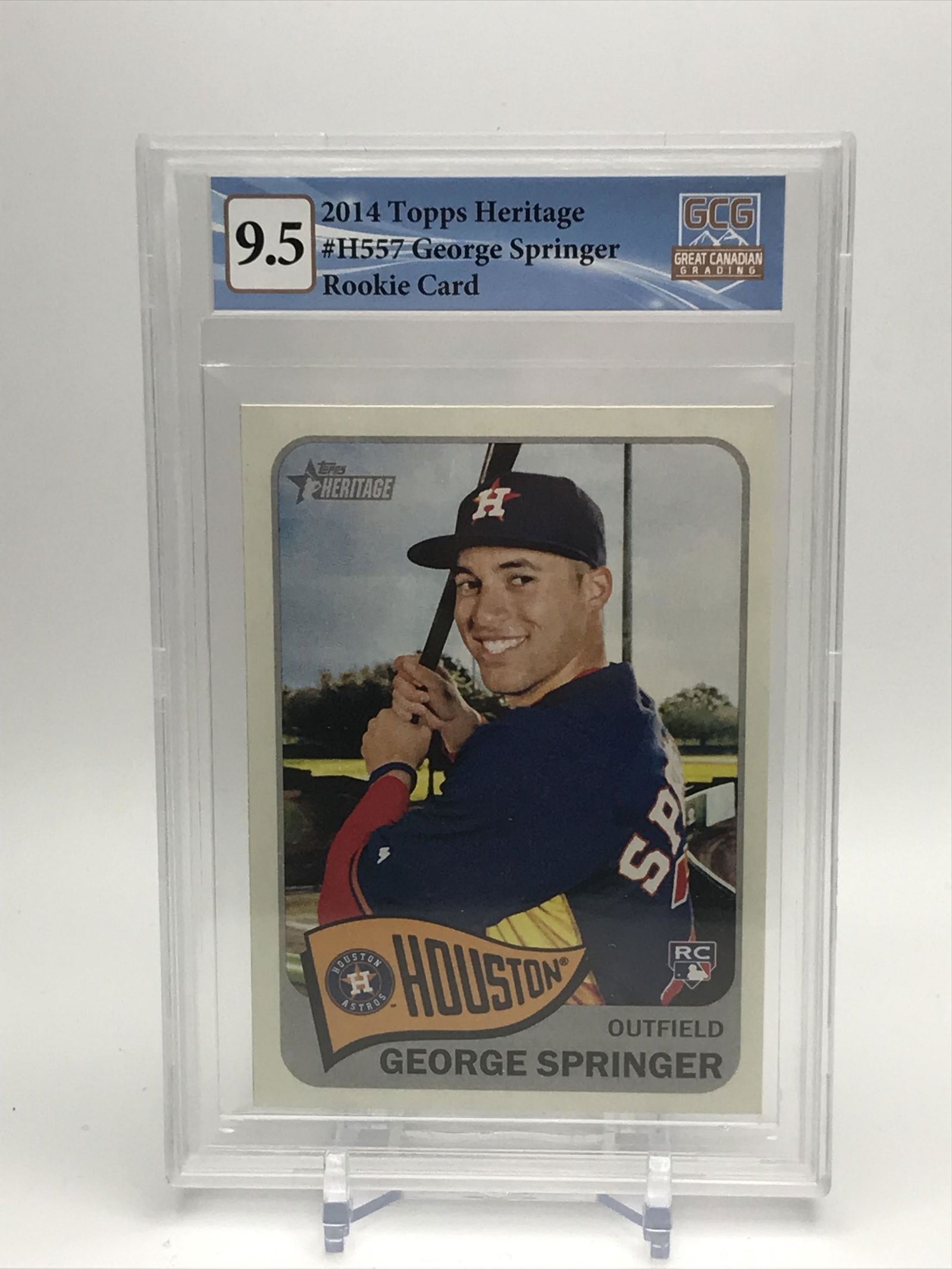 2014 TOPPS HERITAGE GEORGE SPRINGER ROOKIE CARD (GCG 9.5) (1 of 2)