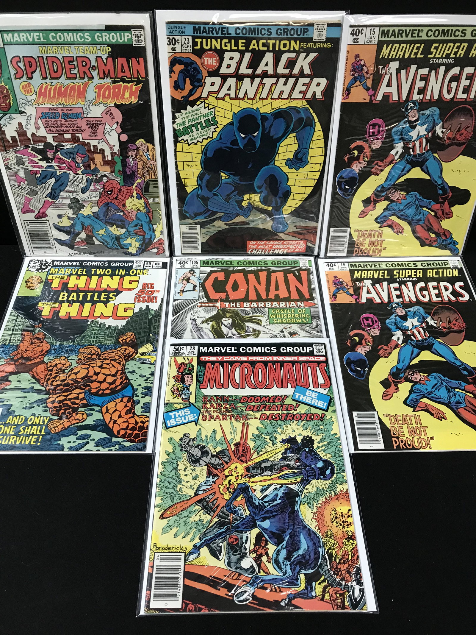 LOT OF MARVEL COMICS (SPIDER-MAN/BLACK PANTHER/THE THING/AVENGERS/MICRONAUTS): LOT OF MARVEL COMICS (SPIDER-MAN/BLACK PANTHER/THE THING/AVENGERS/MICRONAUTS)