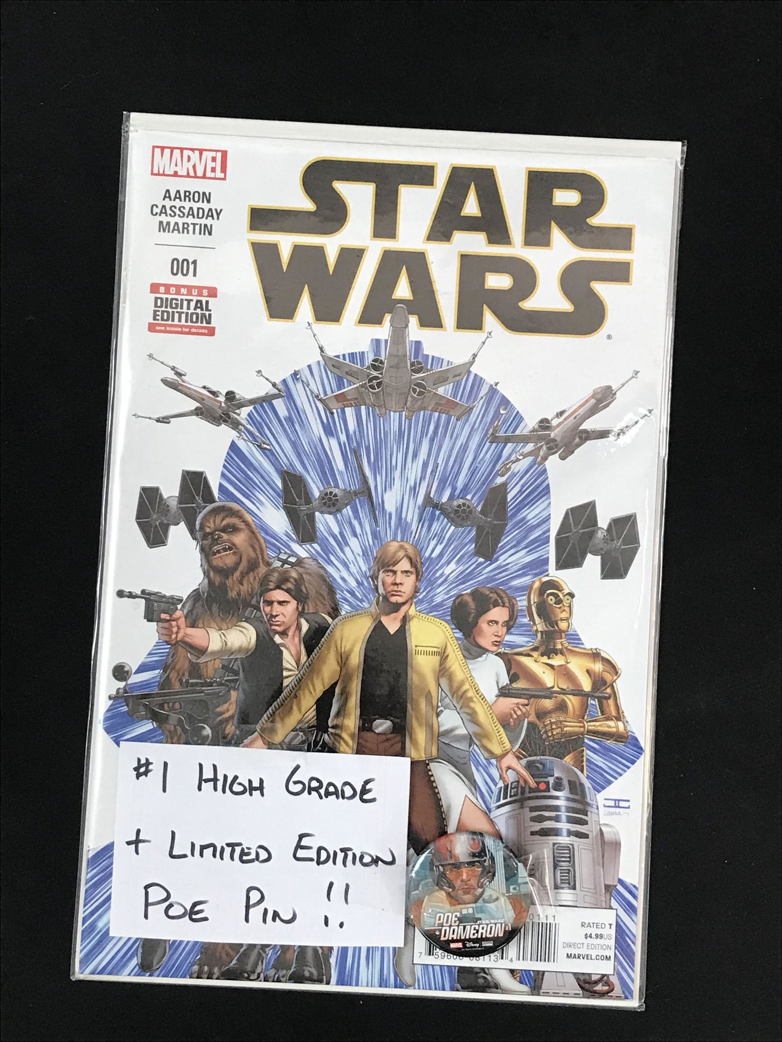 STAR WARS #1  WIITH PIN (MARVEL COMICS) (1 of 1)