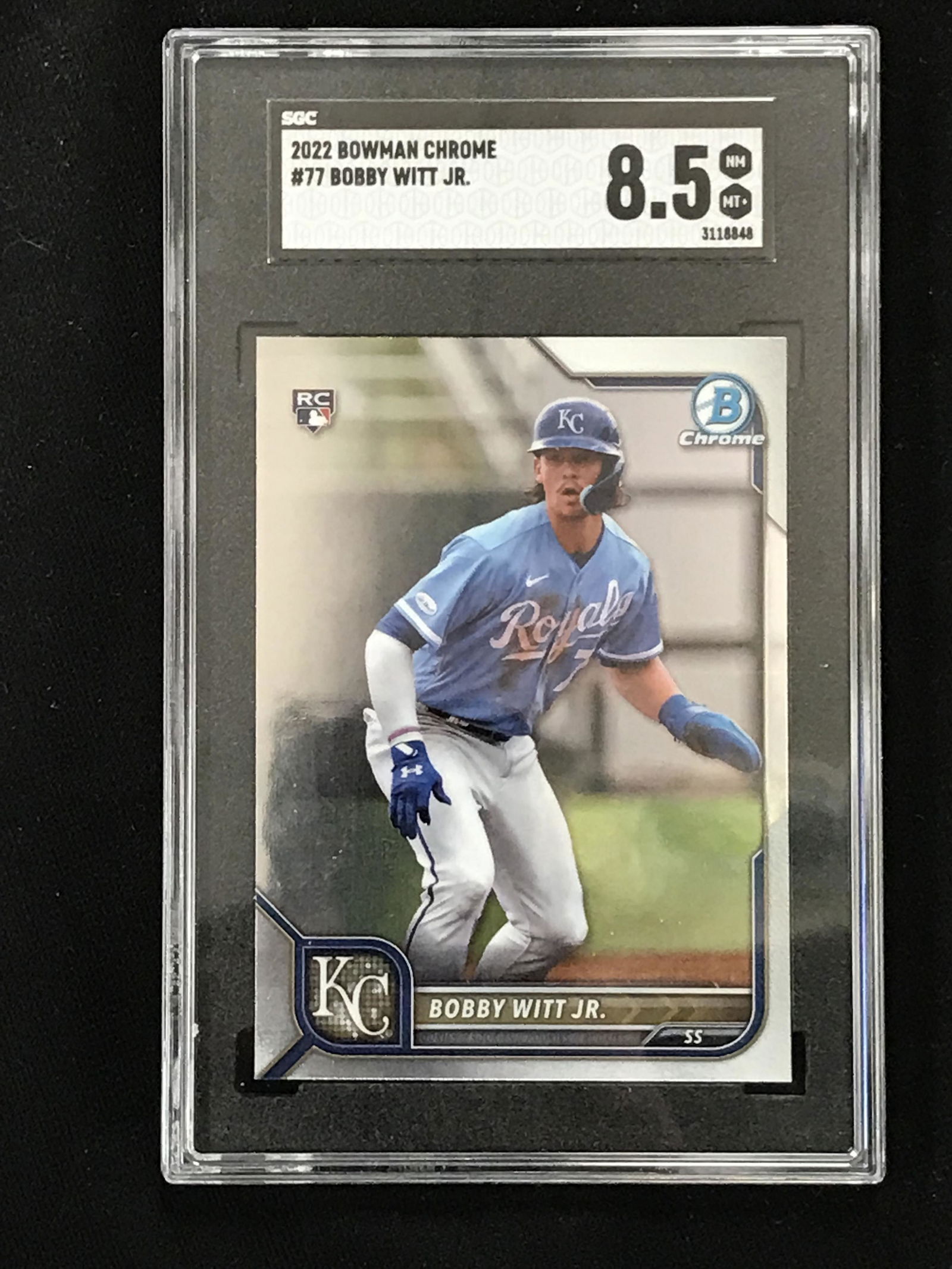 2022 BOWMAN CHROME BOBBY WITT JR. ROOKIE CARD (SGC 8.5) (1 of 2)