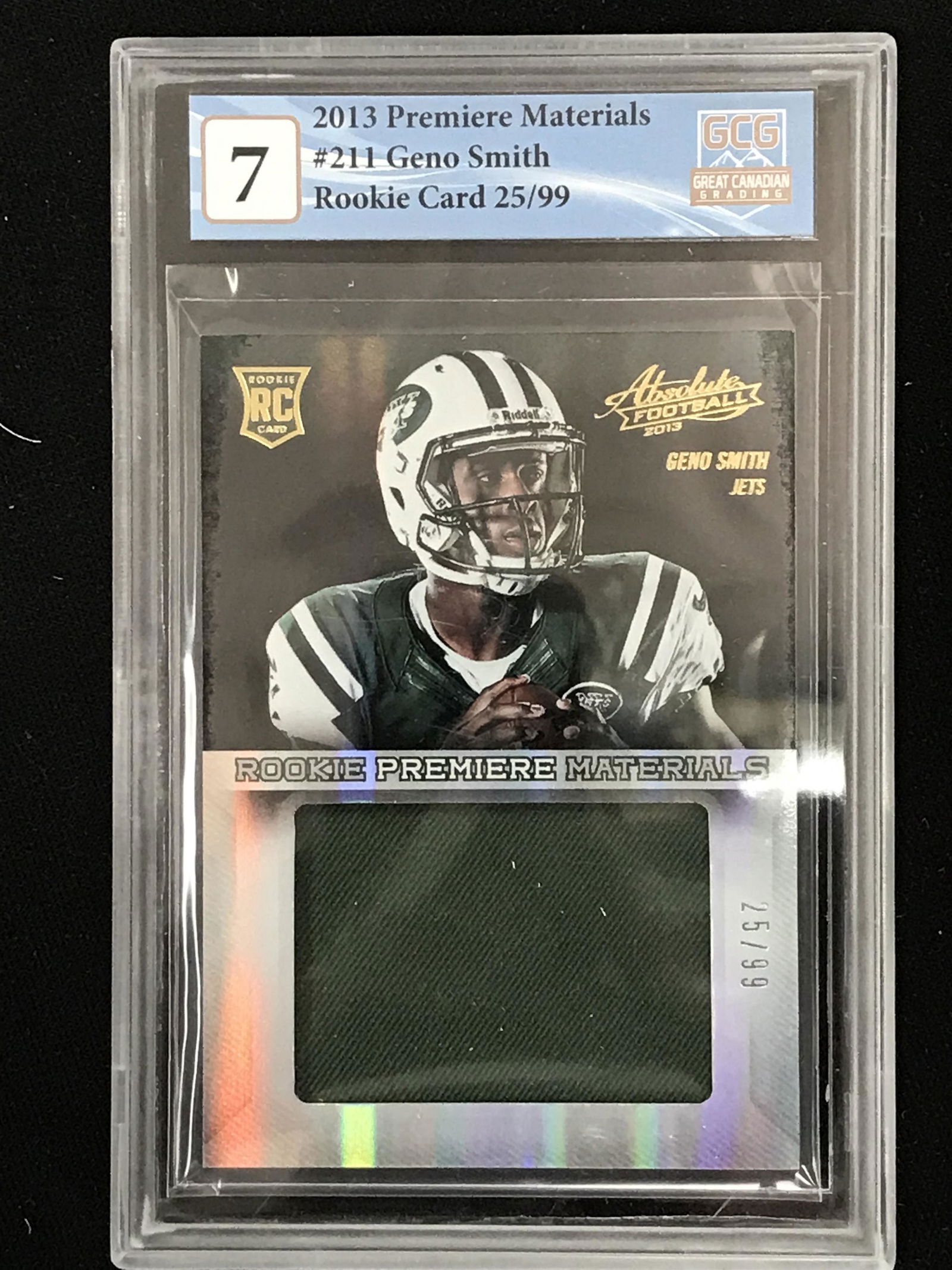 2013 PANINI ABSOLUTE PREMIERE MATERIALS GENO SMITH RC 75/99 (GCG 7) (1 of 2)