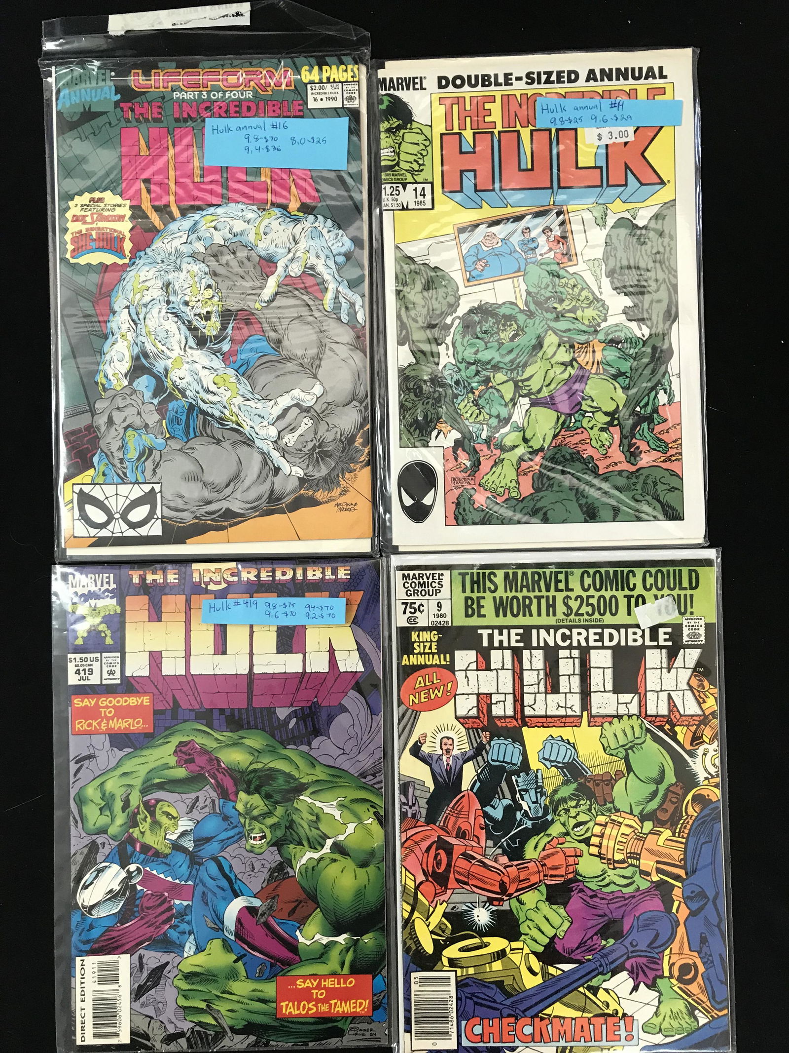 LOT OF 4 THE INCREDIBLE HULK COMICS (MARVEL COMICS) (1 of 1)