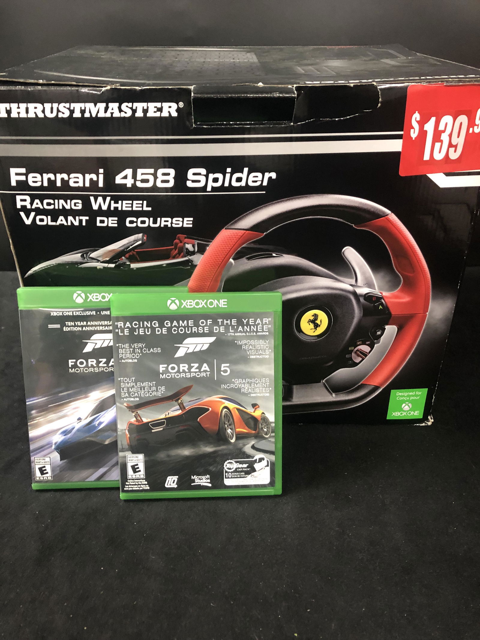 FERRARI 458 SPIDER RACING WHEEL WITH 2 XBOX ONE RACING GAMES Mar 27