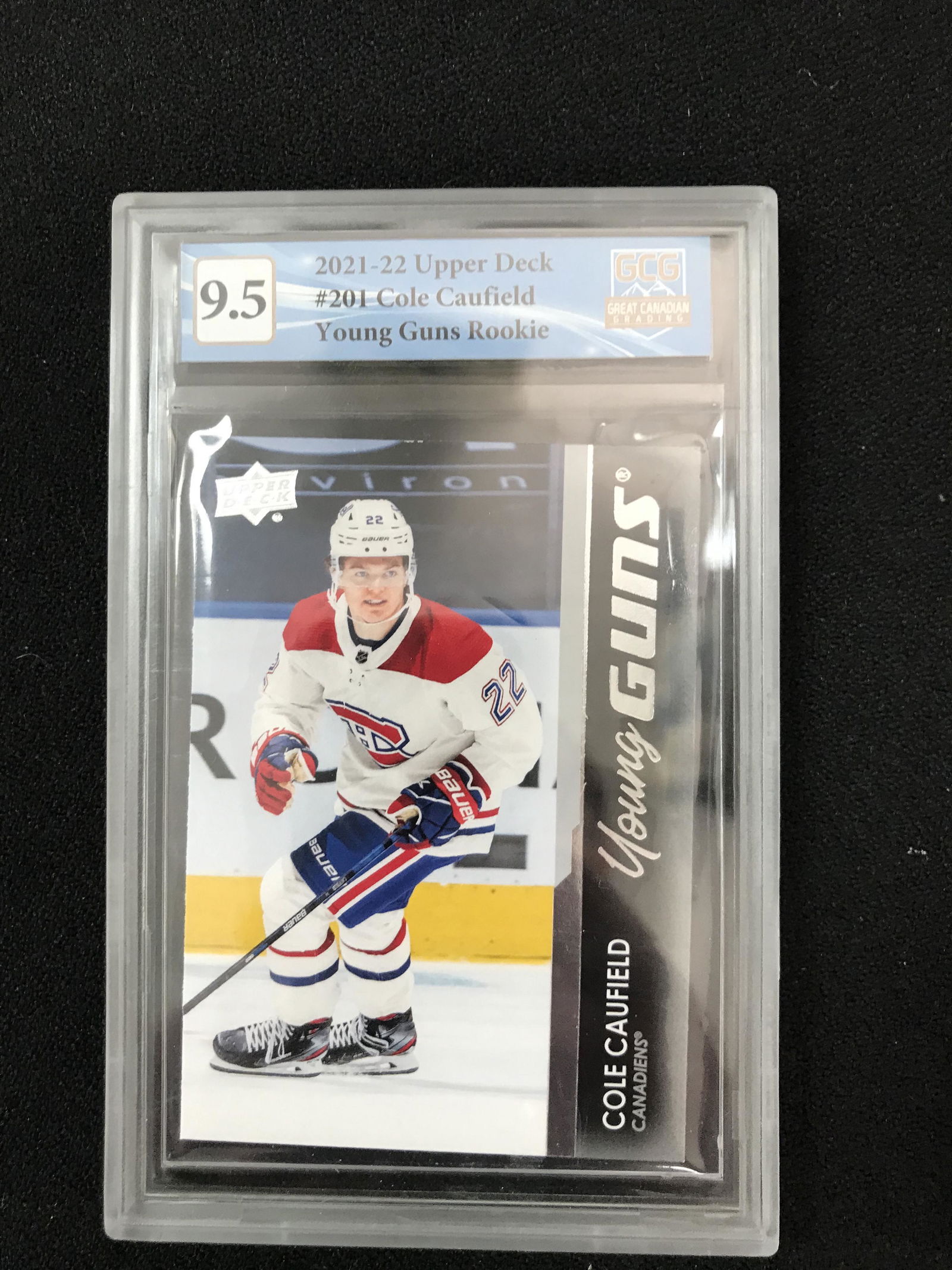 2021-22 UPPER DECK #201 COLE CAUFIELD YOUNG GUNS ROOKIE CARD GCG GRADED 9.5 (1 of 2)