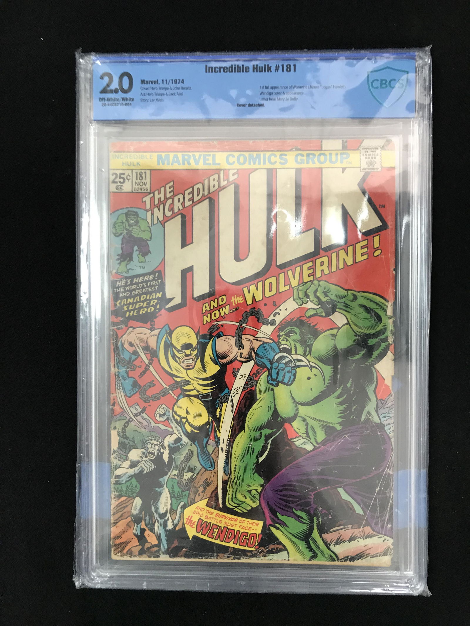 THE INCREDIBLE HULK #181 CBCS GRADED 2.0   ( MARVEL COMICS) (1 of 1)