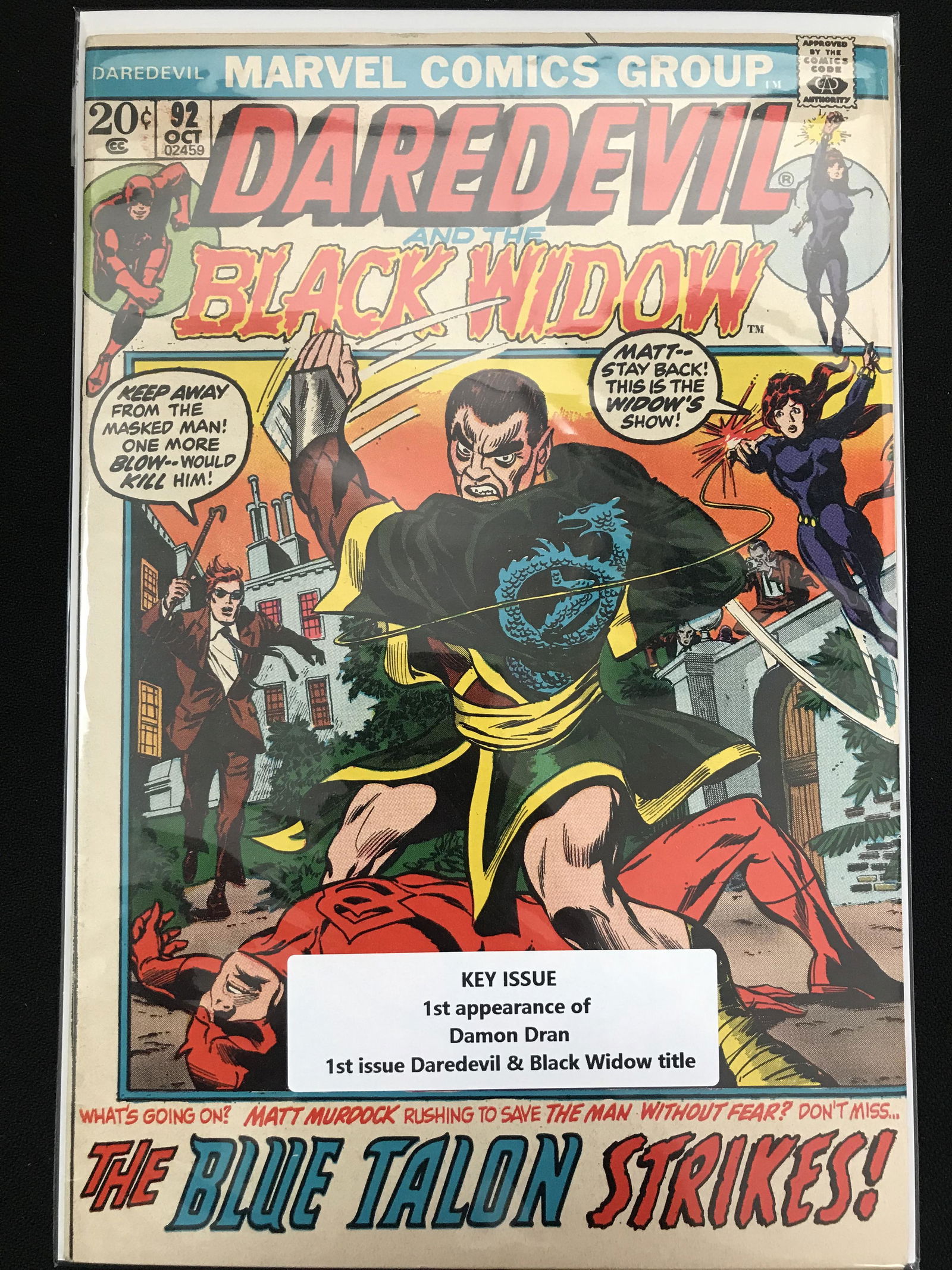 DAREDEVIL  #92 KEY ISSUE 1ST APP OF DAMON DRAN   (MARVEL COMICS) (1 of 1)
