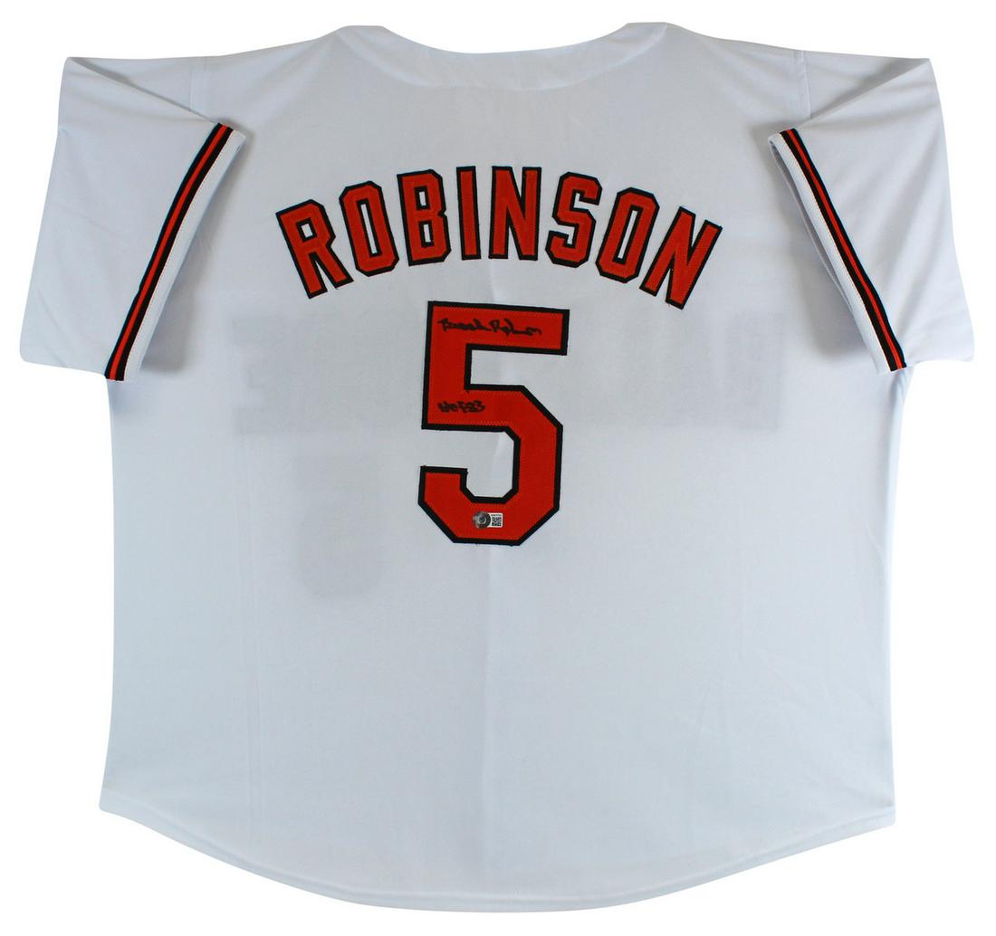 BROOKS ROBINSON SIGNED AND INSCRIBED BALTIMORE ORIOLS JERSEY (BECKETT COA) (1 of 3)