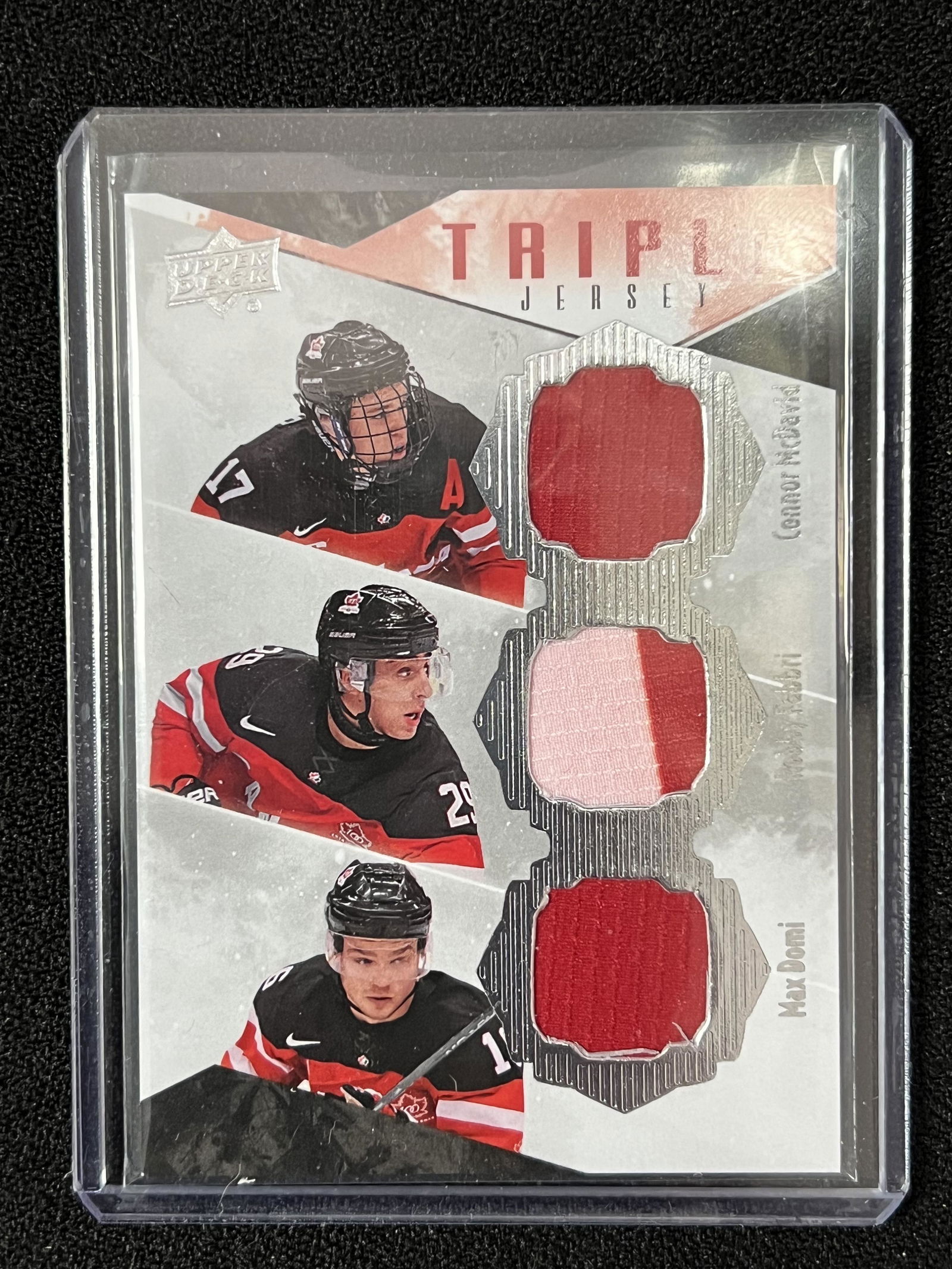 2015 UD TEAM CANADA TRIPLE PATCH (MCDAVID/FABBRI/ DOMI) NO. TCT-MFD (1 of 2)