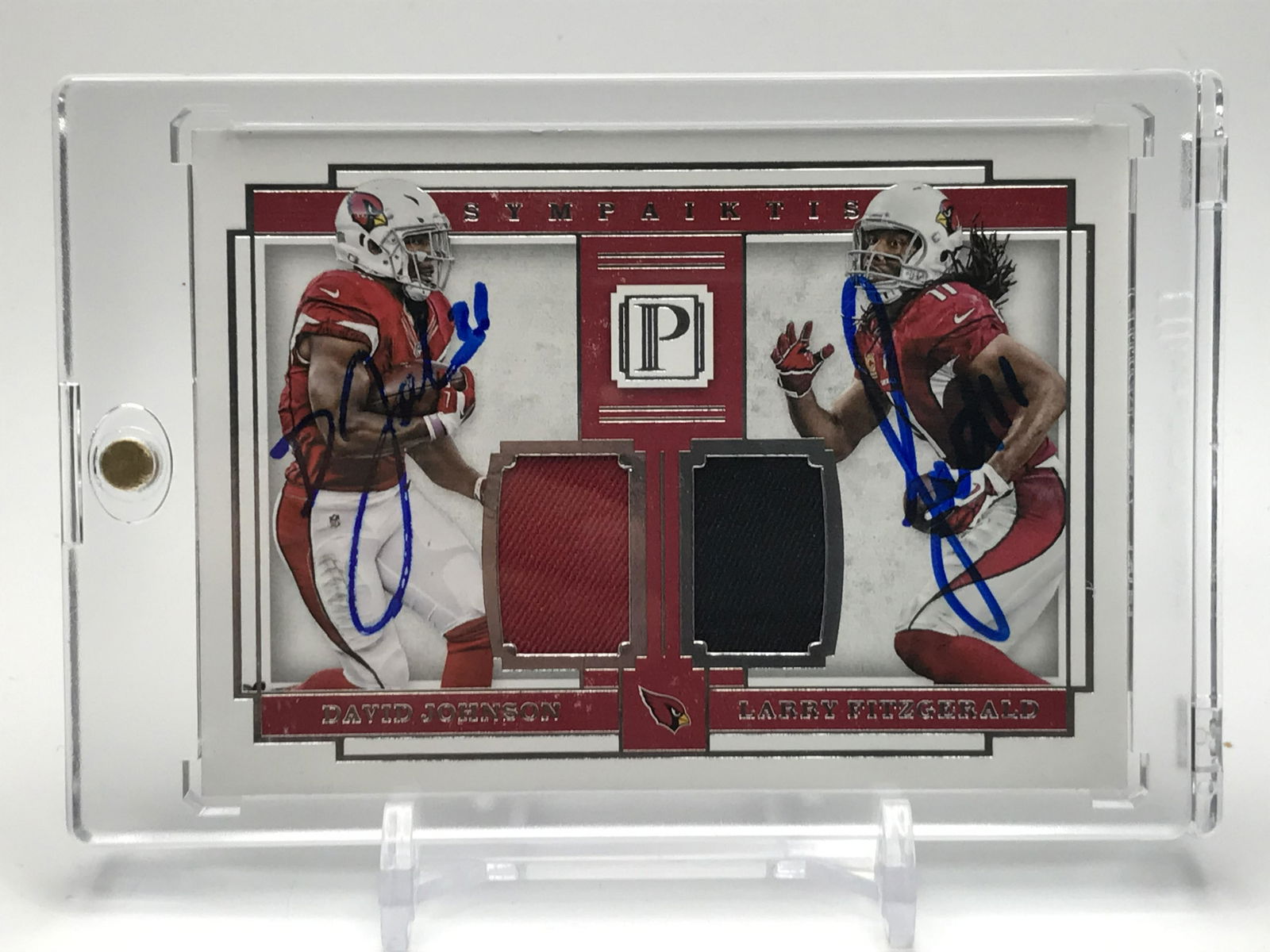 2017 PANINI PANTHEON DUAL SIGNED DUAL PATCH (JOHNSON/FITZGERALD) 16/99 (1 of 2)