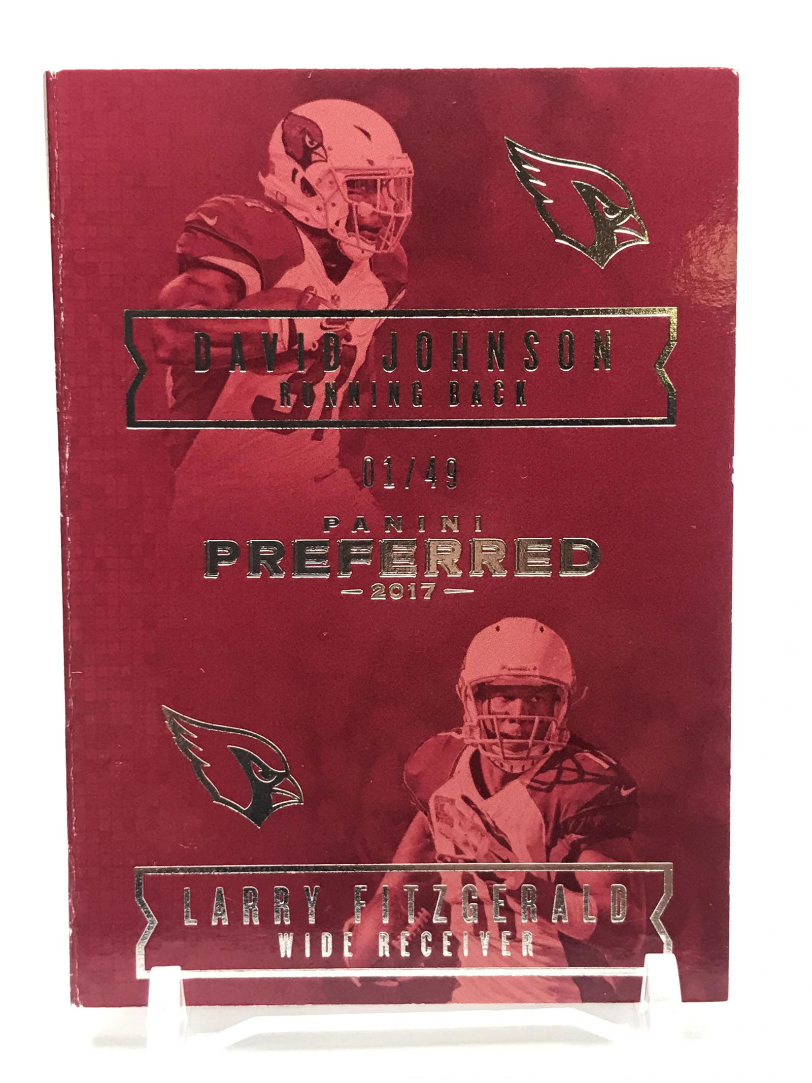 2017 PANINI PREFERRED #11 DAVID JOHNSON AND LARRY FITZGERALD DUAL PATCH AUTOGRAPH: 2017 PANINI PREFERRED #11 DAVID JOHNSON AND LARRY FITZGERALD DUAL PATCH AUTOGRAPH