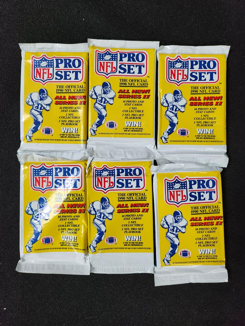 LOT OF 6 SEALED NFL PRO SET TRADING CARDS (1 of 1)