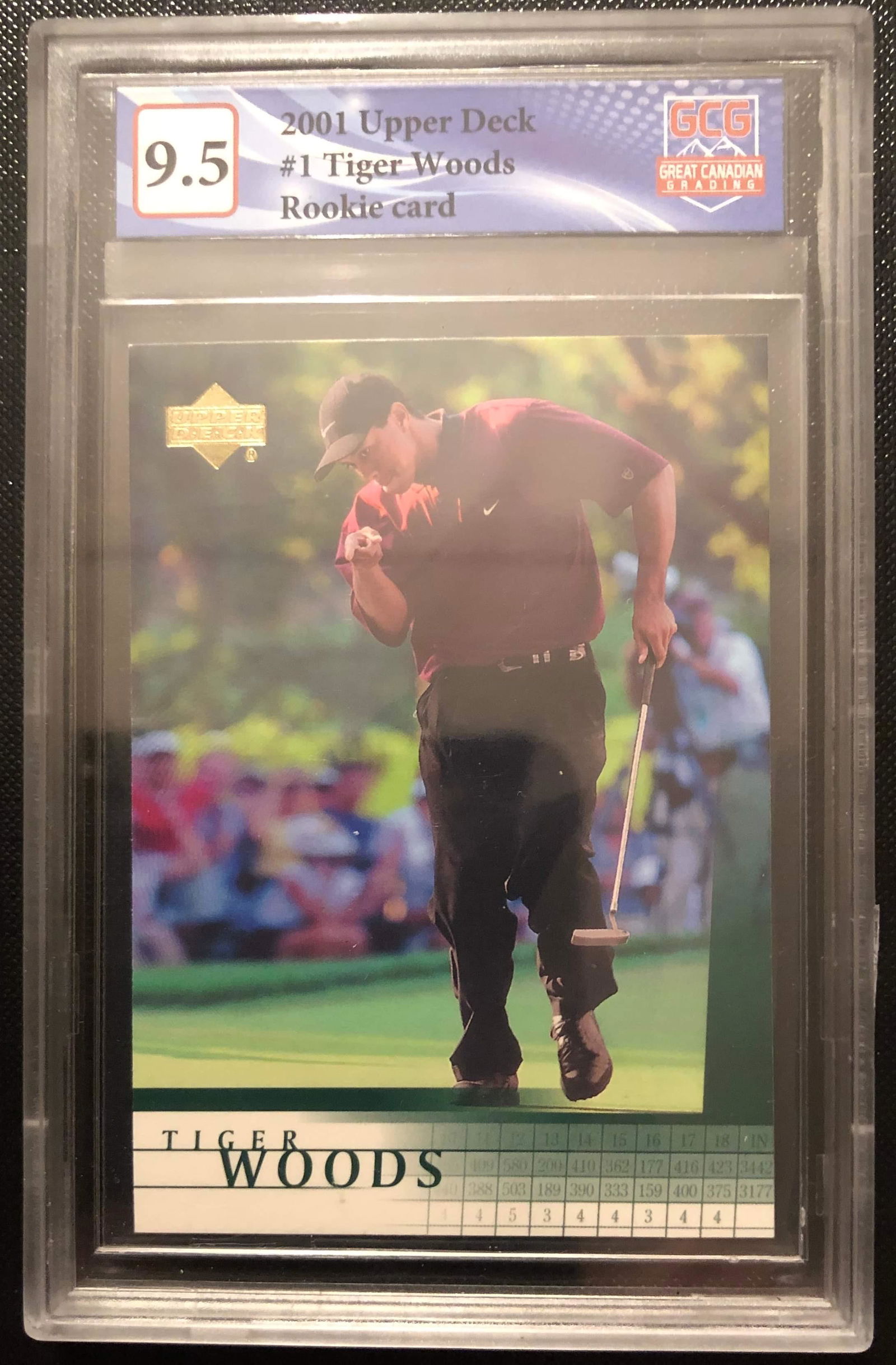 2001 UPPER DECK #1 TIGER WOODS ROOKIE CARD GCG GRADED 9.5 (1 of 2)