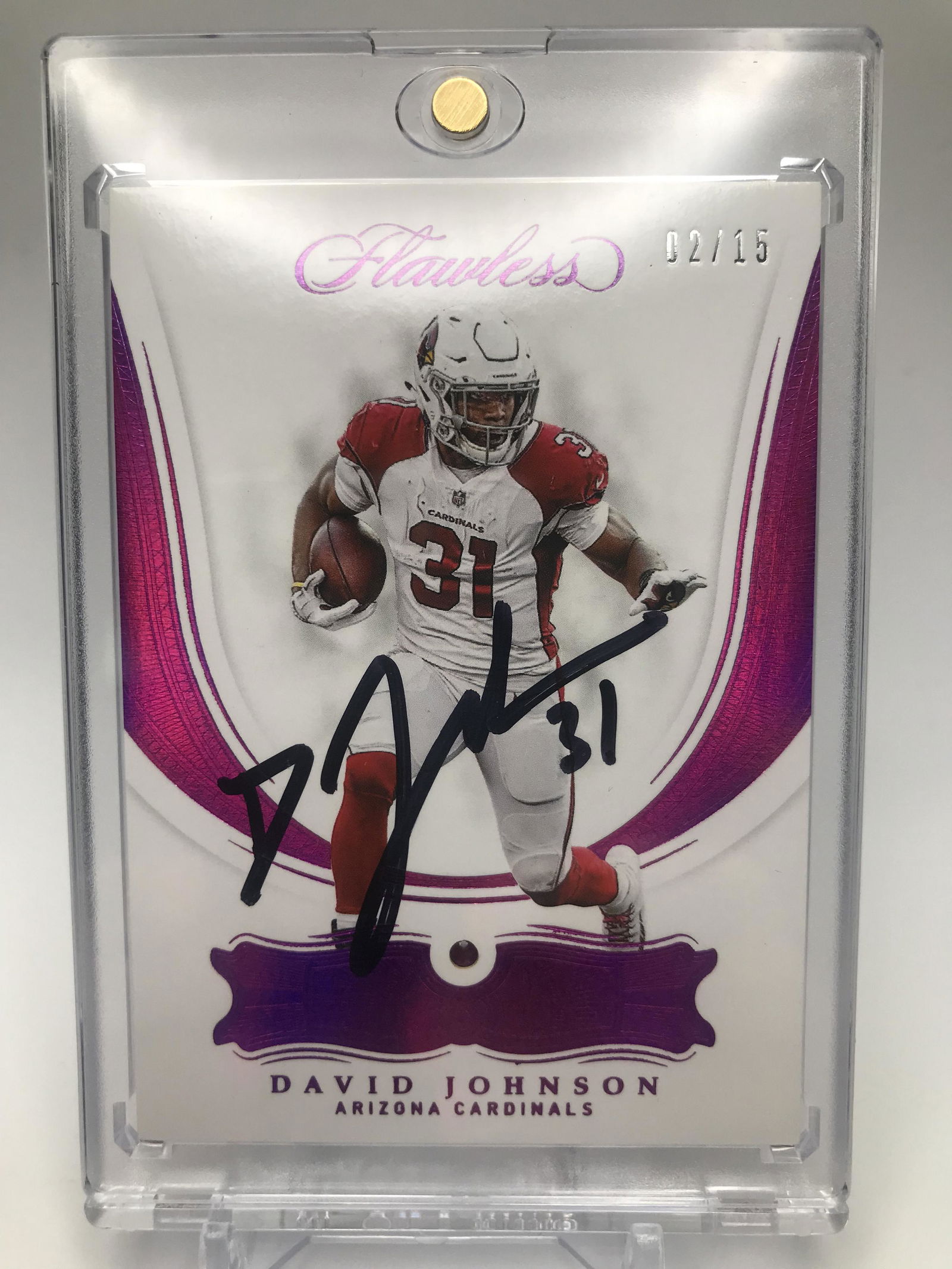 2018 PANINI FLAWLESS DAVID JOHNSON NO. 48 SIGNED 02/15: 2018 PANINI FLAWLESS DAVID JOHNSON NO. 48 SIGNED 02/15