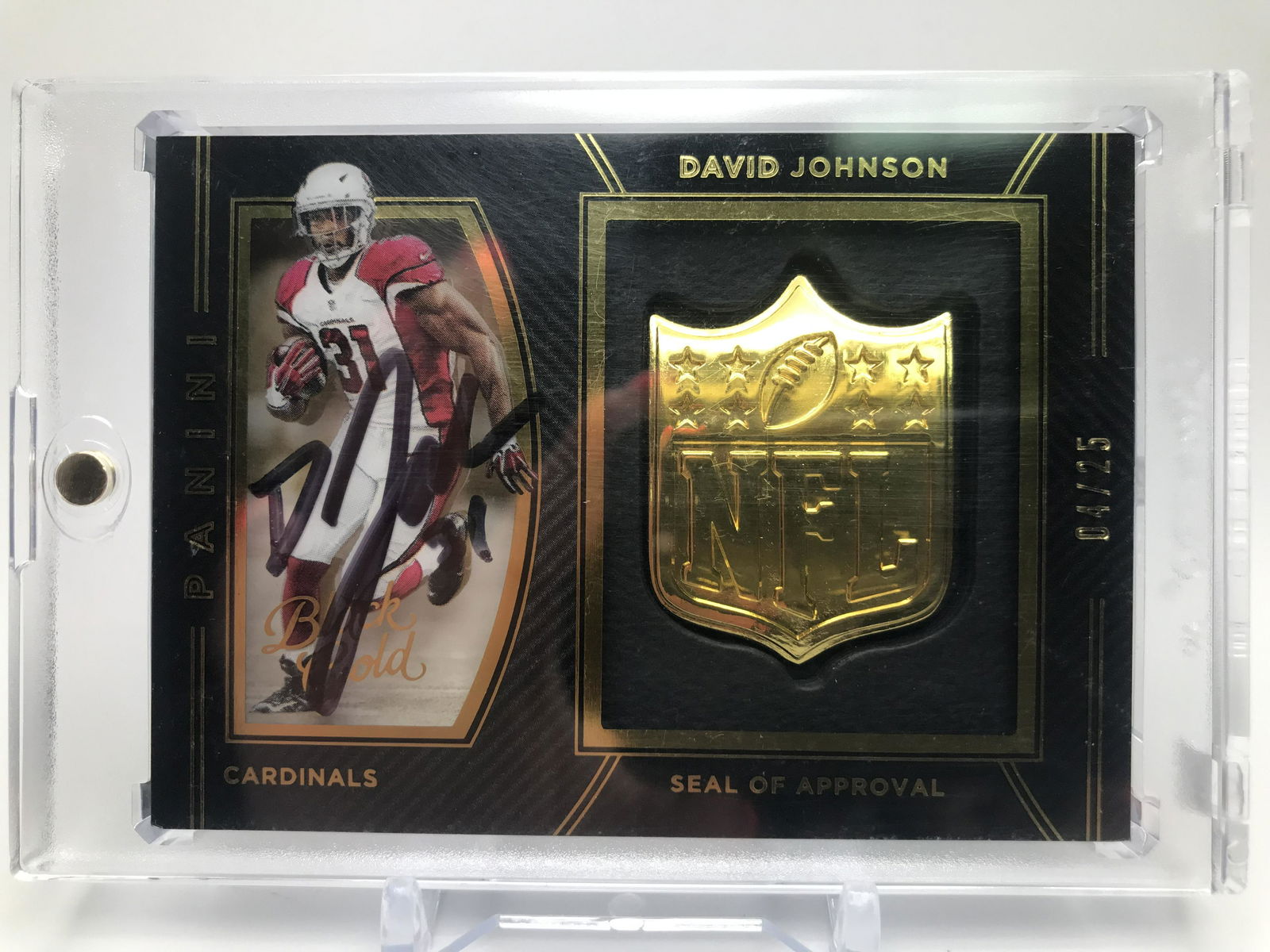 SIGNED 2016 PANINI DAVID JOHNSON NO. SA17 SEAL OF APPROVAL 04/25: SIGNED 2016 PANINI DAVID JOHNSON NO. SA17 SEAL OF APPROVAL 04/25