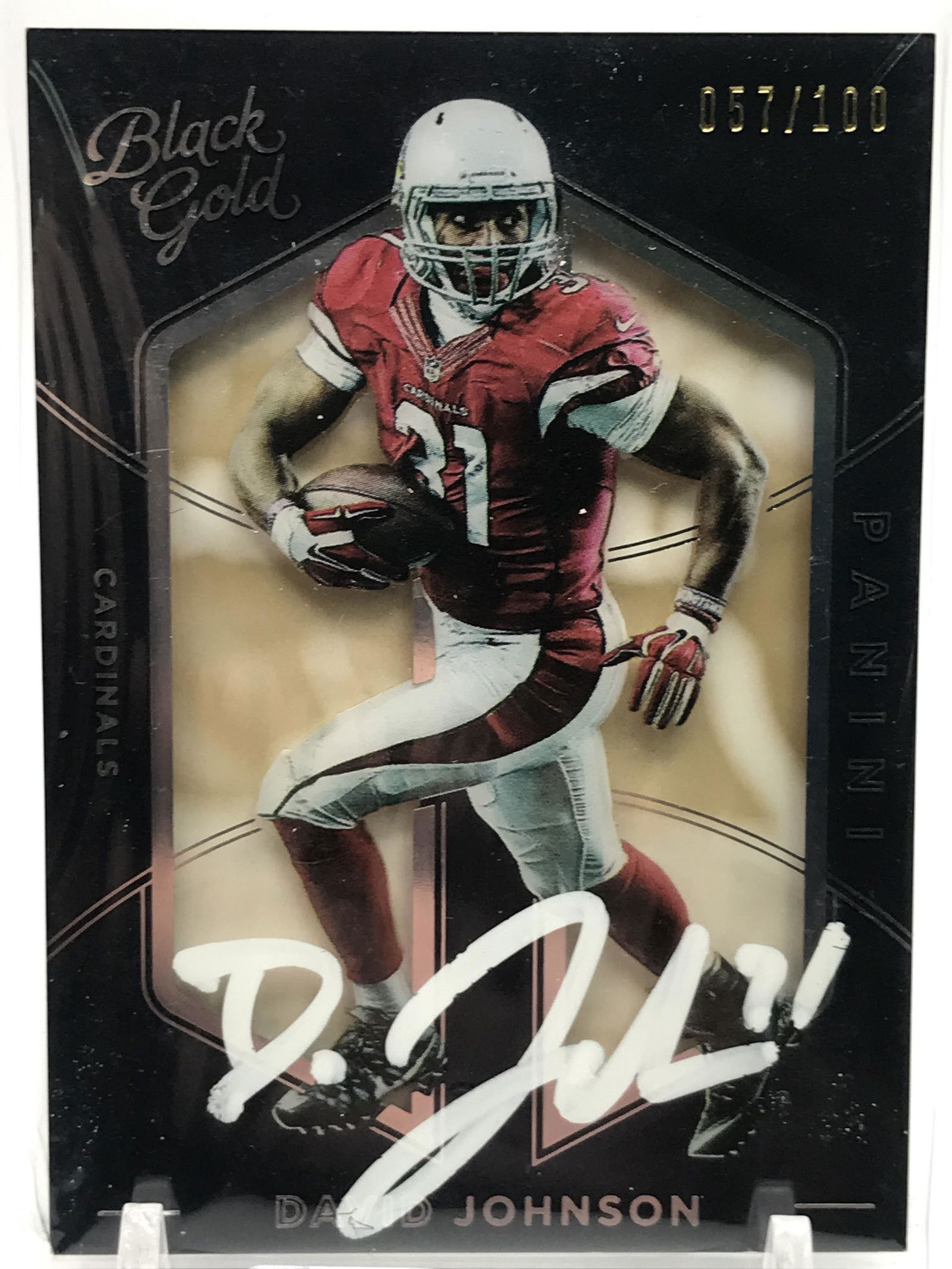 2016 PANINI BLACK GOLD DAVID JOHNSON NO. 12 AUTO 057/100: 2016 PANINI BLACK GOLD DAVID JOHNSON NO. 12 AUTO 057/100