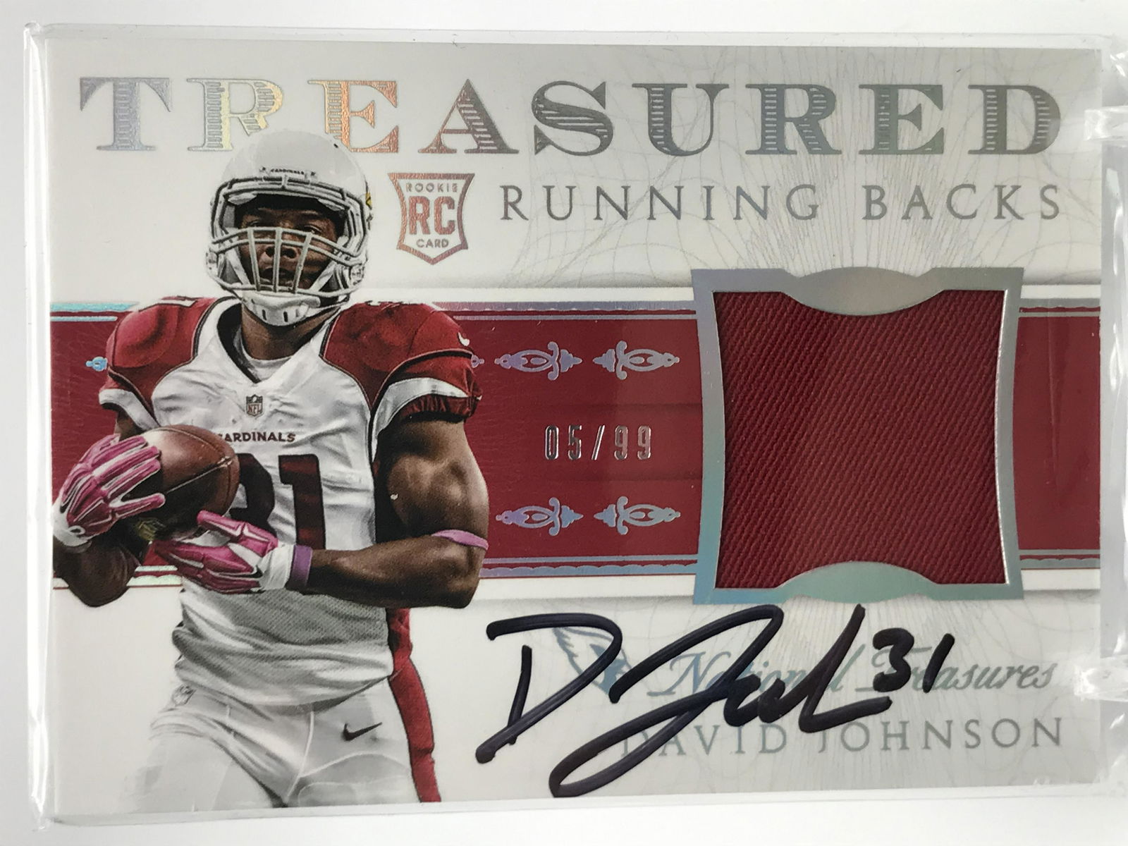 2015 PANINI NATIONAL TREASURES DAVID JOHNSON NO. TRB-DJ PATCH AUTO 05/99: 2015 PANINI NATIONAL TREASURES DAVID JOHNSON NO. TRB-DJ PATCH AUTO 05/99