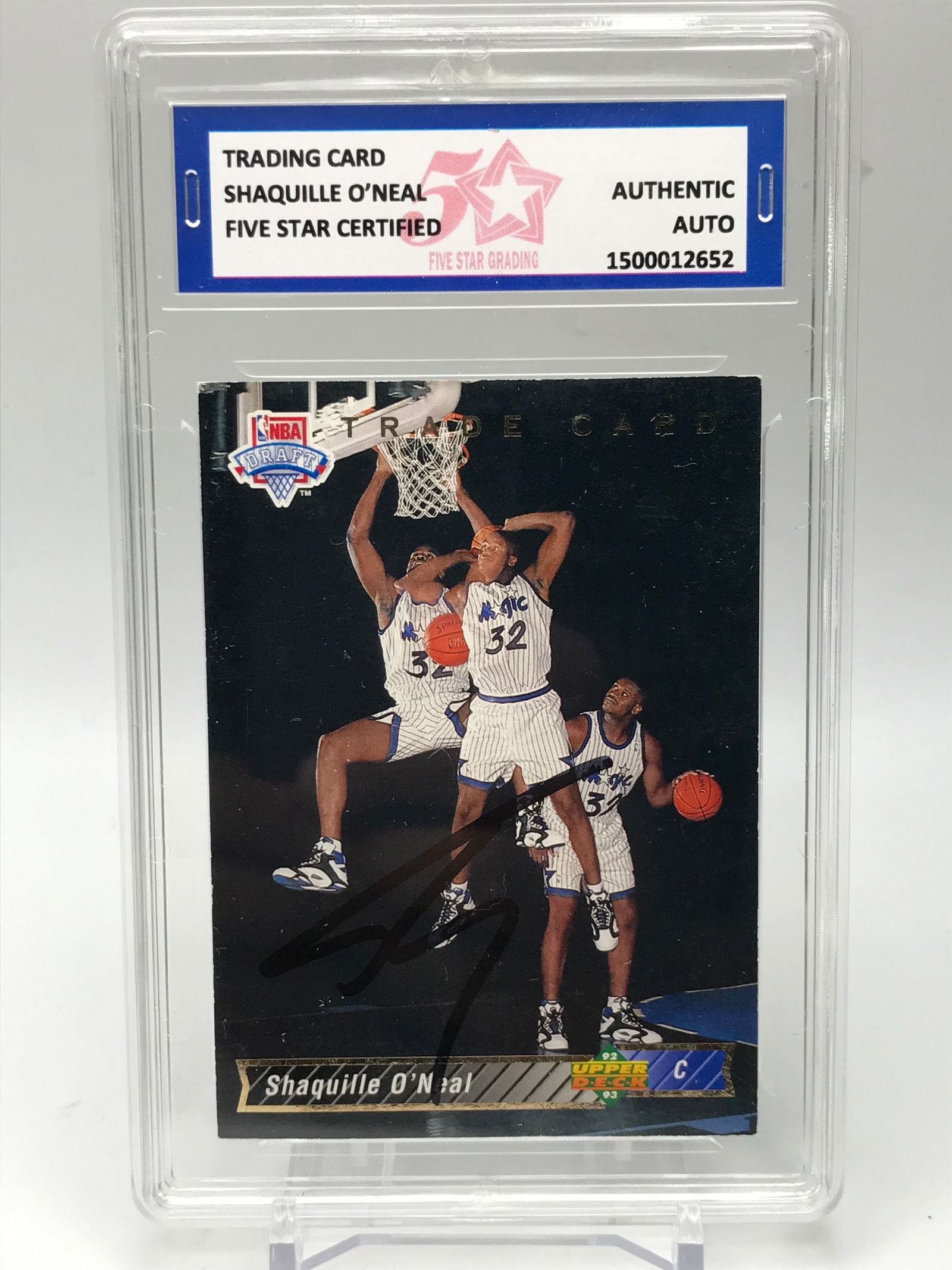 1993 UPPER DECK NO.1B SHAQUILLE O'NEAL AUTOGRAPHED FIVE STAR AUTHENTICATED (1 of 2)