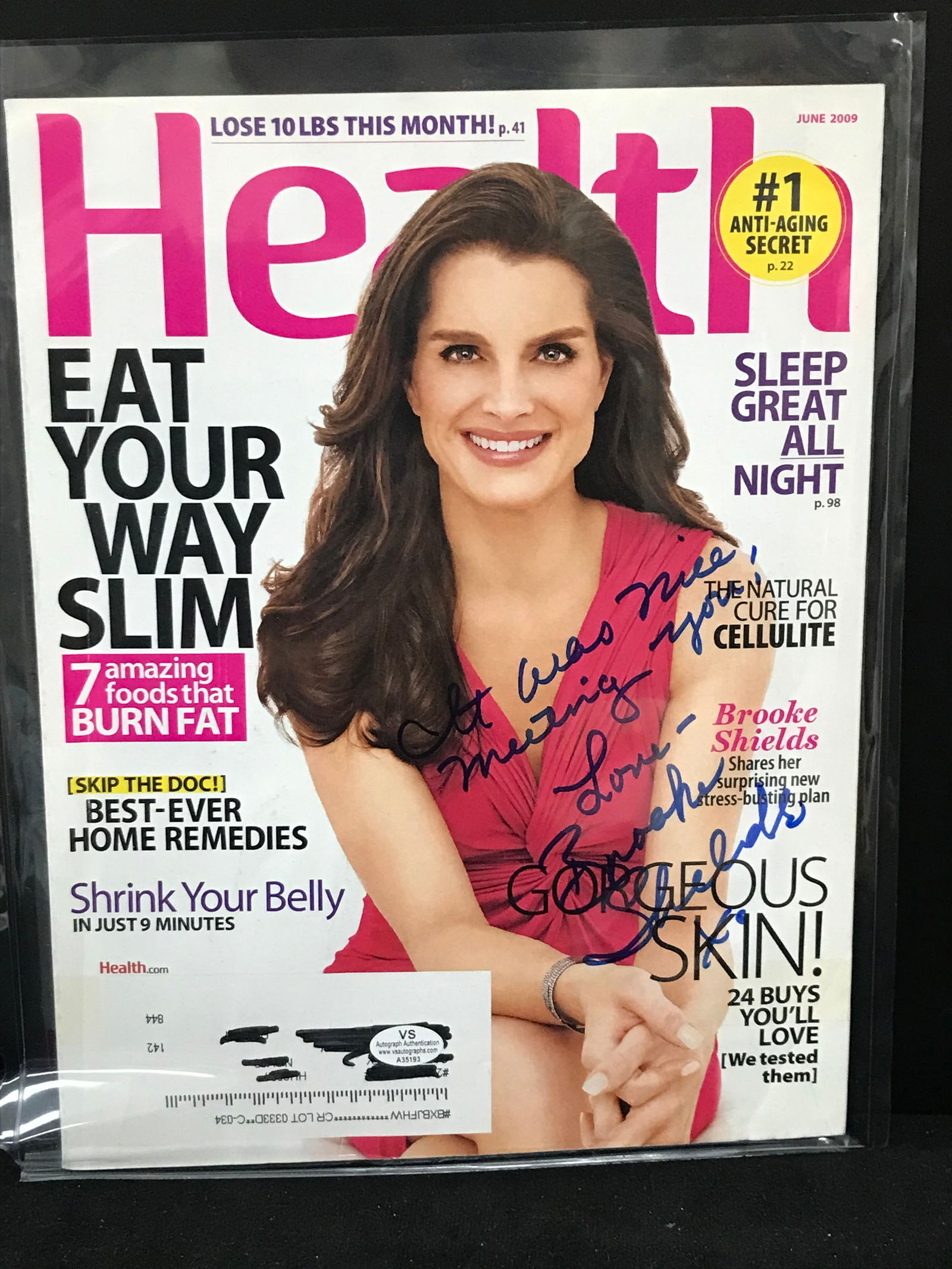 BROOK SHIELDS SIGNED HEALTH MAGAZINE (VS COA) (1 of 2)