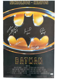 MULTI SIGNED BATMAN MOVIE POSTER (RA COA): MULTI SIGNED BATMAN MOVIE POSTER (RA COA)