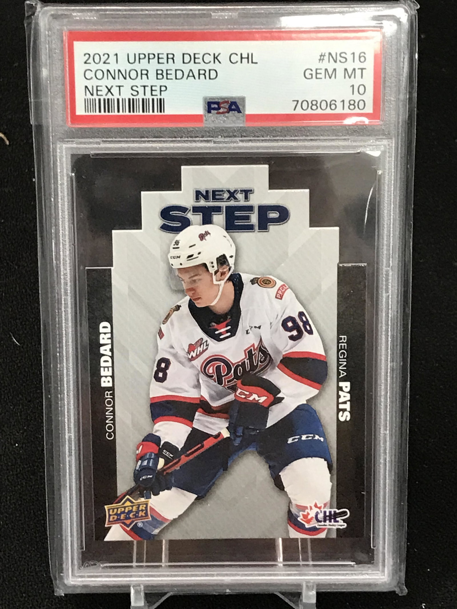 2021 UPPER DECK CHL NEXT STEP #NS16 CONNOR BEDARD PSA GRADED 10: 2021 UPPER DECK CHL NEXT STEP #NS16 CONNOR BEDARD PSA GRADED 10