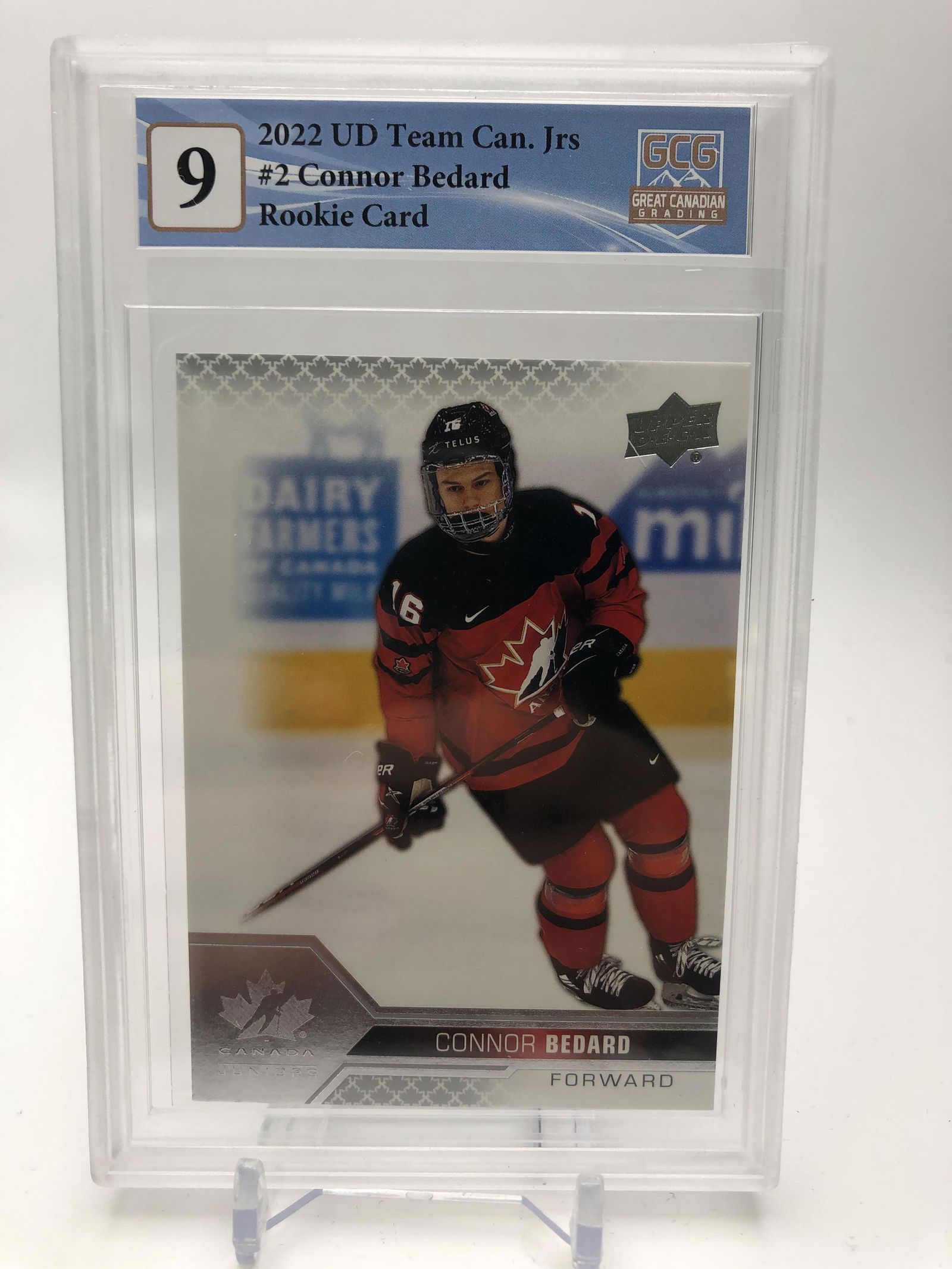 2022 UD TEAM CANADA JRS NO.2 CONNOR BEDARD ROOKIE CARD GCG GRADED 9 (1 of 2)