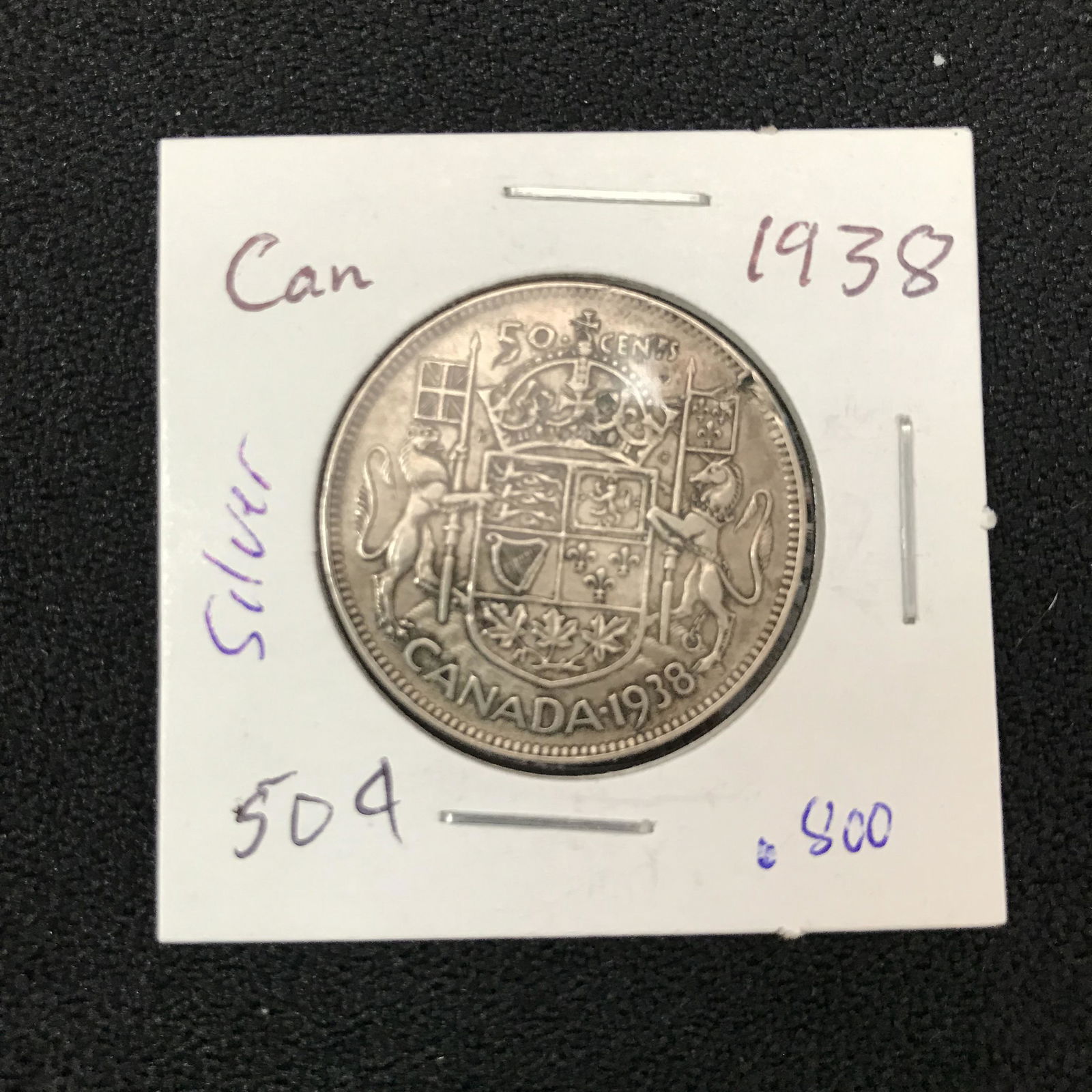RARE CANADIAN 1938   50 CENTS .800 SILVER (1 of 1)