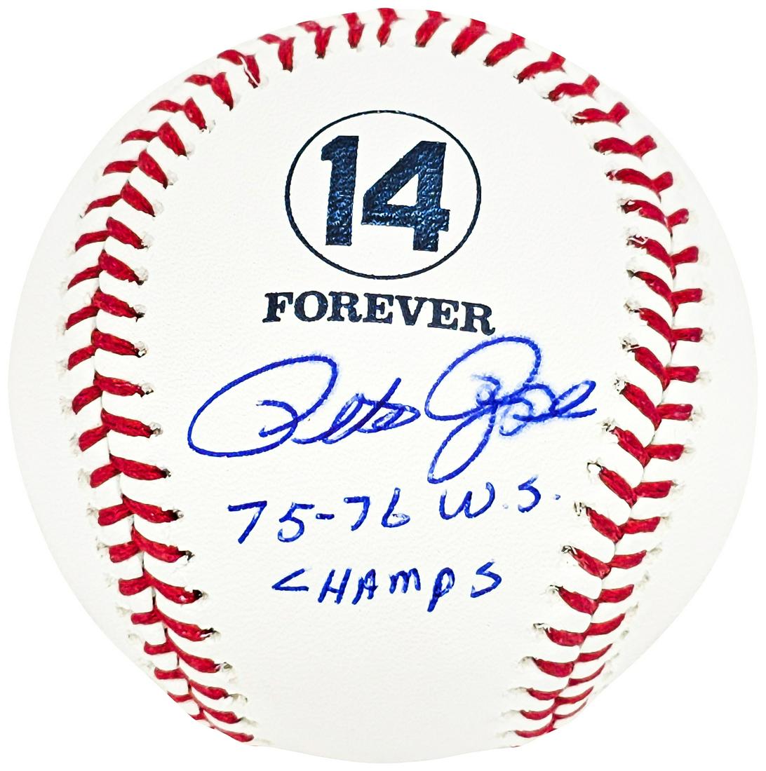 Pete Rose Autographed Official 14 Forever Logo MLB Baseball Cincinnati Reds "75-76 WS Champs" Becket (1 of 2)