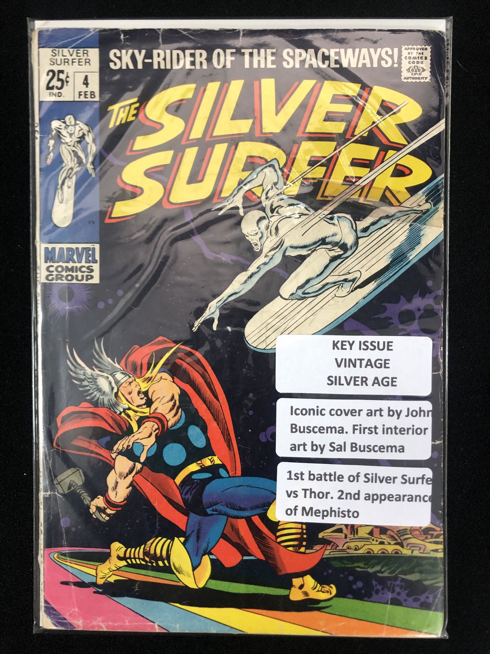 MARVEL COMICS NO.4 THE SILVER SURFER (VINTAGE SILVER AGE, 1ST BATTLE OF SILVER SURFER VS THOR) (1 of 1)