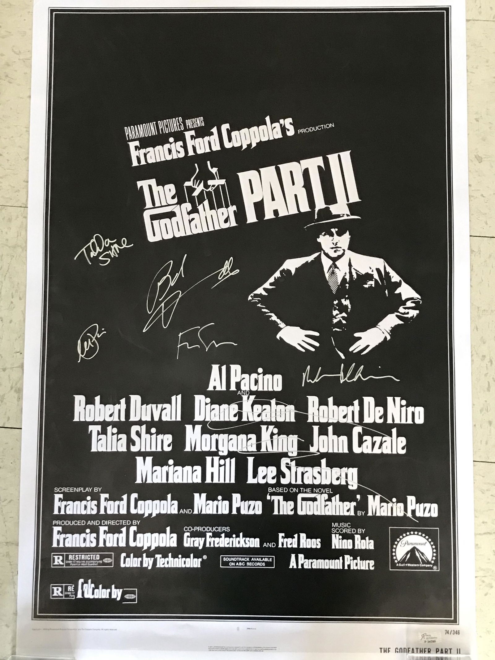 FULL SIZE POSTER CAST SIGNED FROM THE MOVIE THE GODFATHER PART II  (RA COA) (1 of 2)