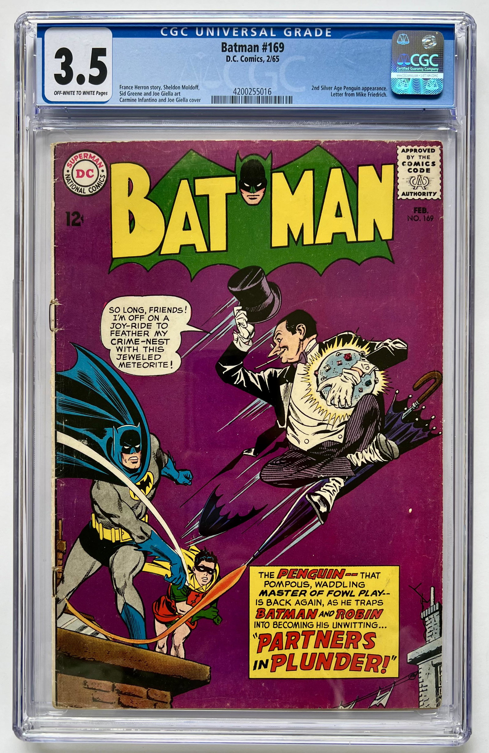 DC COMICS NO.169 BATMAN CGC GRADED 3.5 (1 of 1)