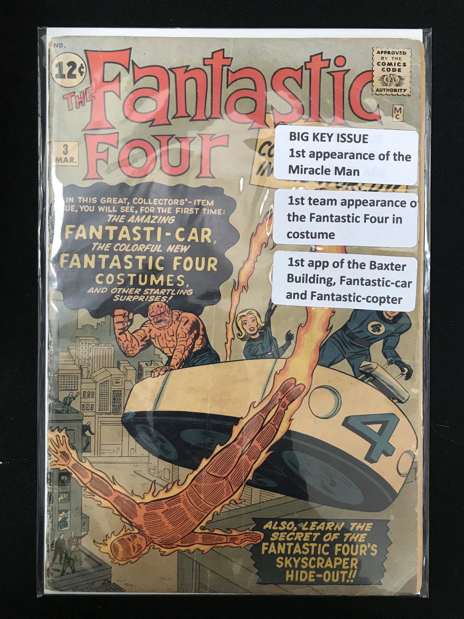 FANTASTIC FOUR  #3 KEY ISSUE 1ST APP OF MIRACLE MAN   (MARVEL COMICS) (1 of 1)