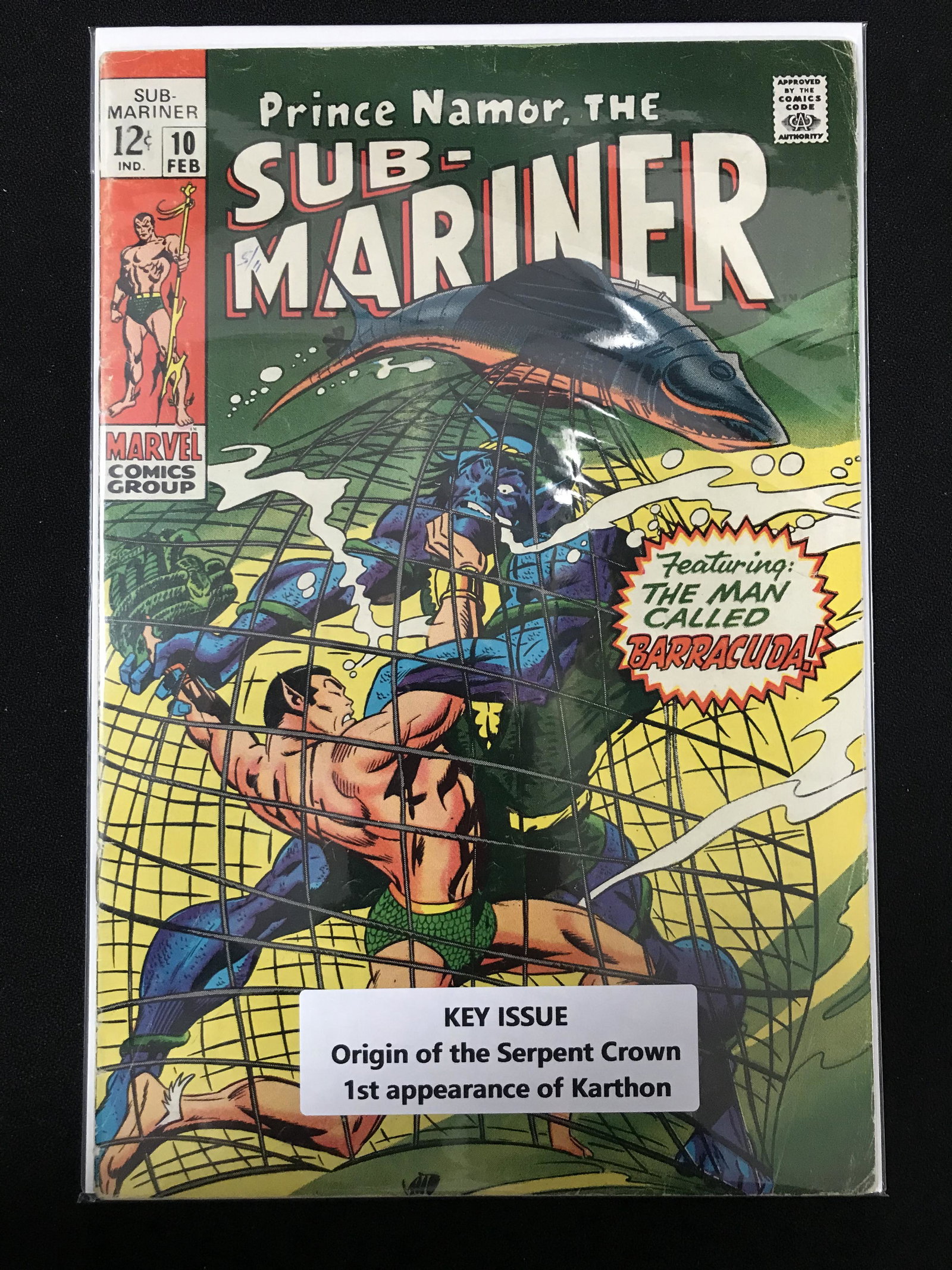 MARVEL COMICS NO.10 THE SAVAGE SUB-MARINER (1ST APP OF KARTHON) (1 of 1)