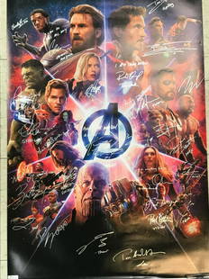 THE AVENGERS END GAME CAST SIGNED 24 X 36 MOVIE POSTER (RA COA): Prices are in Canadian dollars