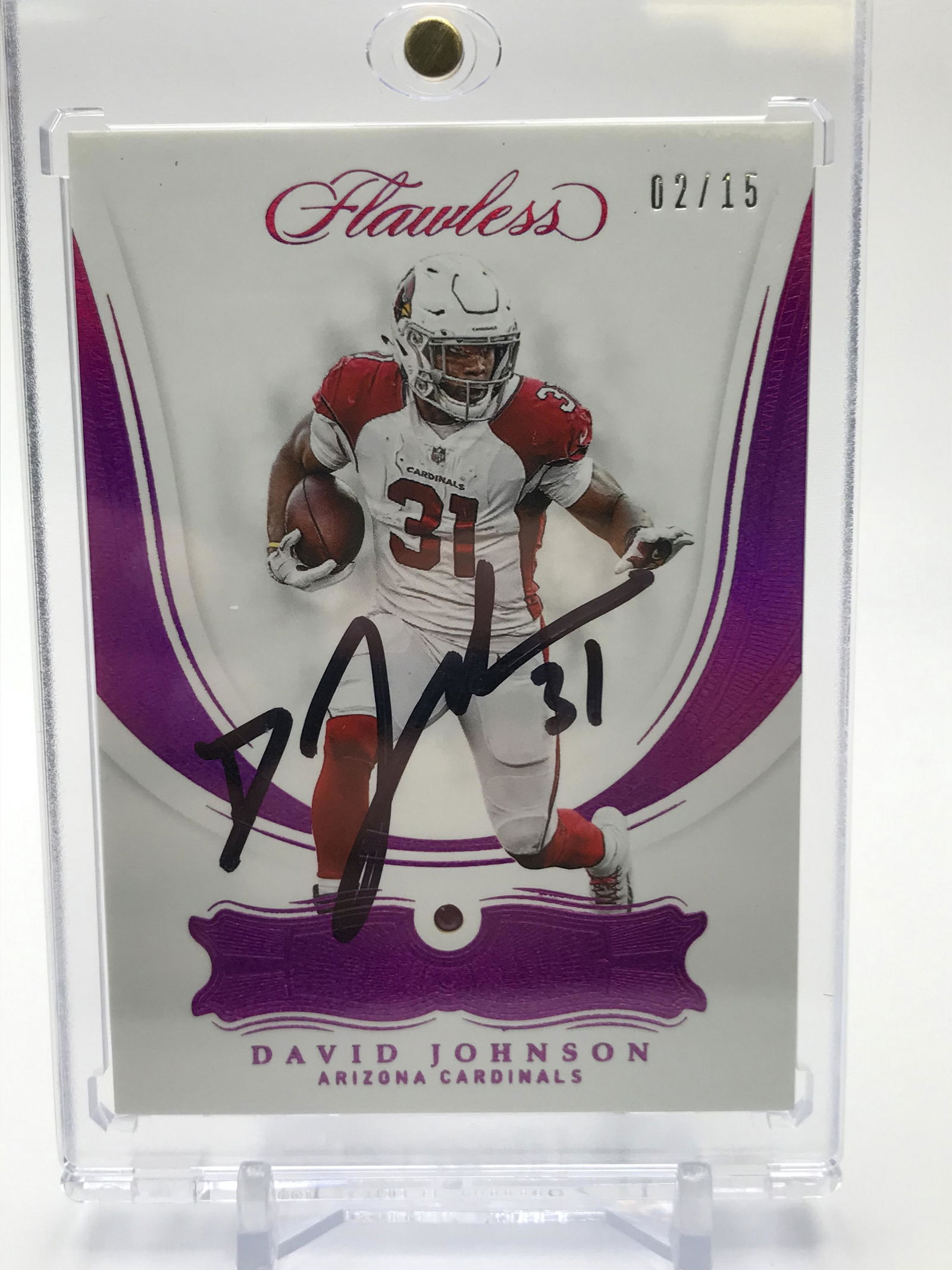 2018 PANINI FLAWLESS RUBY #48 DAVID JOHNSON AUTO NUMBERED 02/15: Prices are in Canadian dollars
