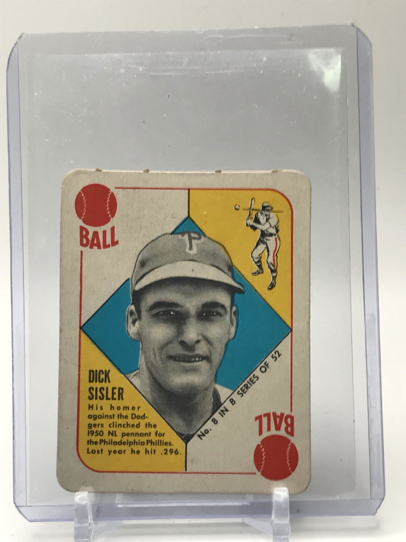 1951 TOPPS BLUE BACK NO.8 DICK SISLER (1 of 2)