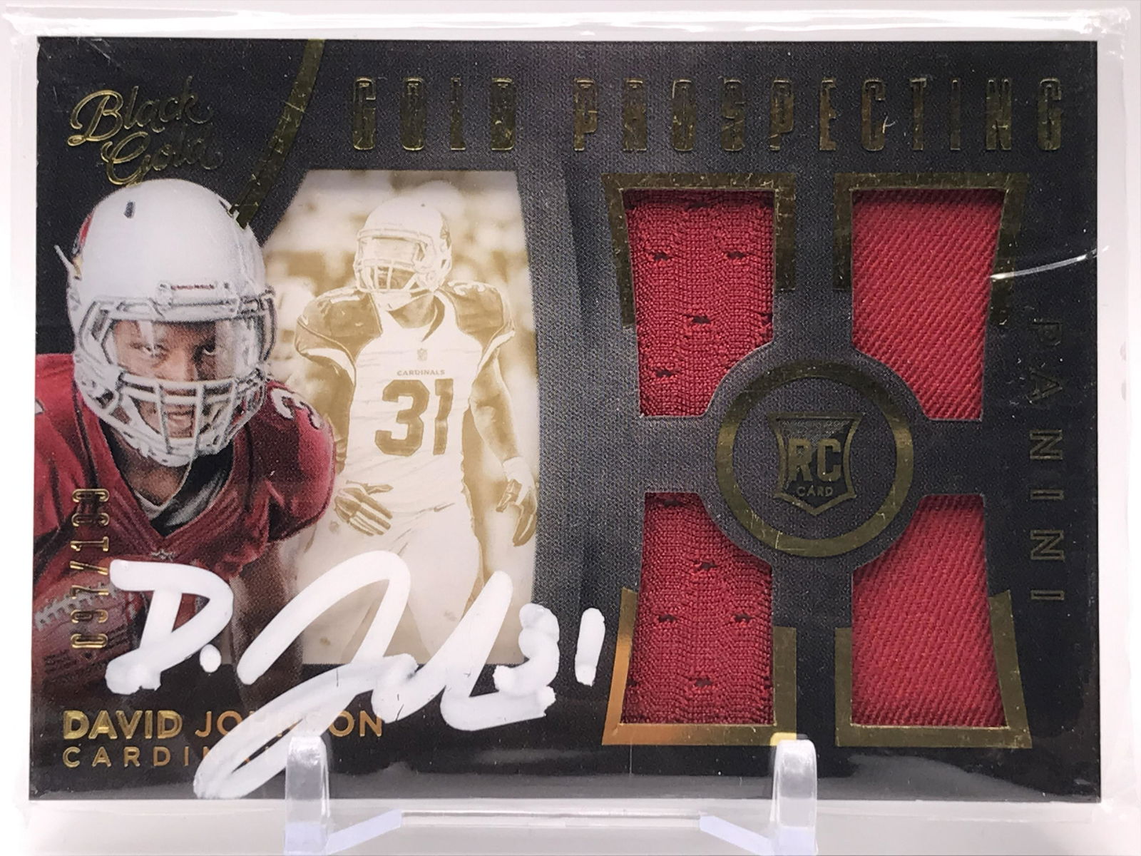 2015 PANINI BLACK AND GOLD NO.GP4-DJ DAVID JOHNSON ROOKIE PATCH AUTOGRAPHED 97/199 (1 of 2)