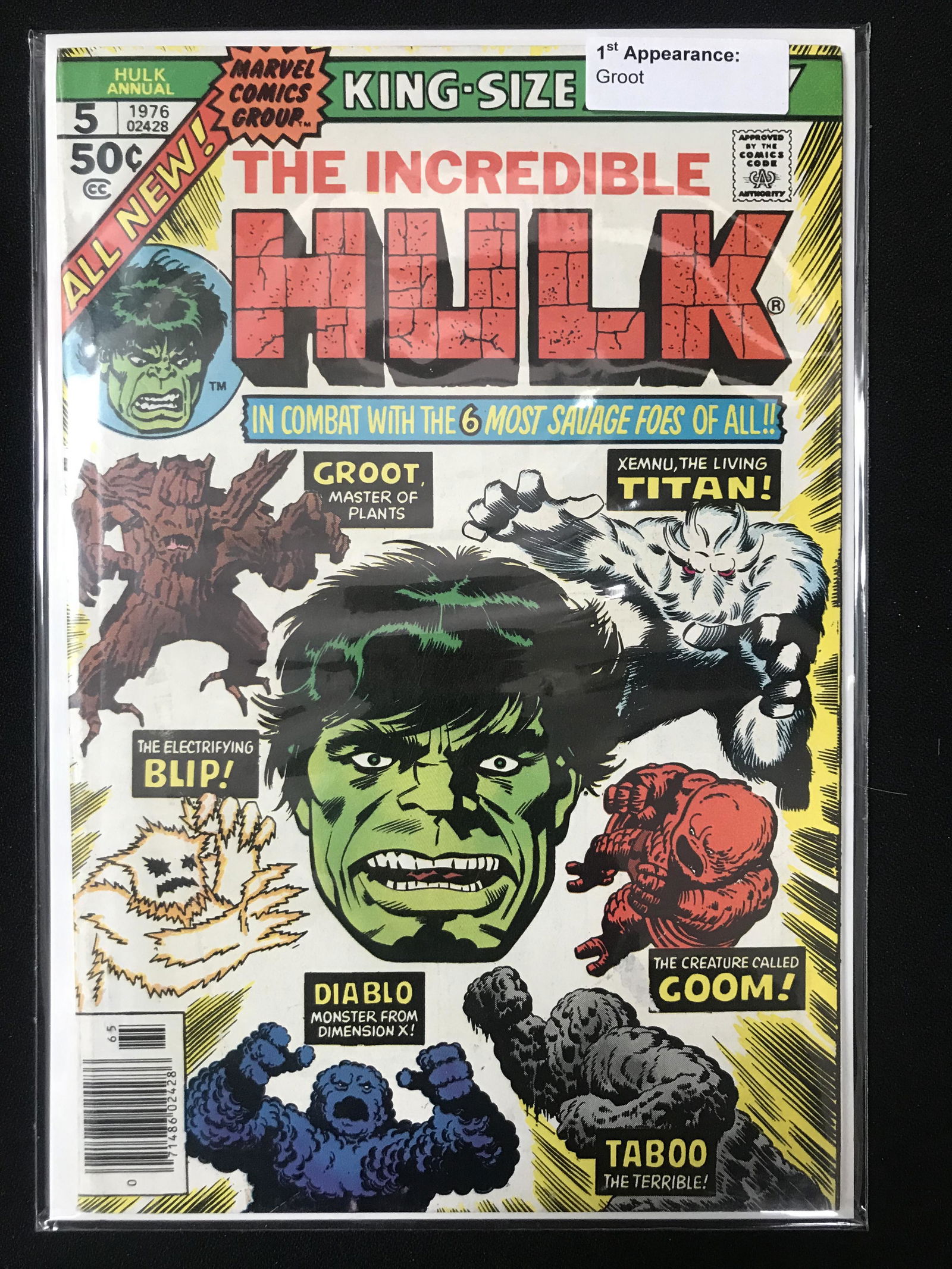 MARVEL COMICS NO.5 THE INCREDIBLE HULK (1ST APP OF GROOT) (1 of 1)