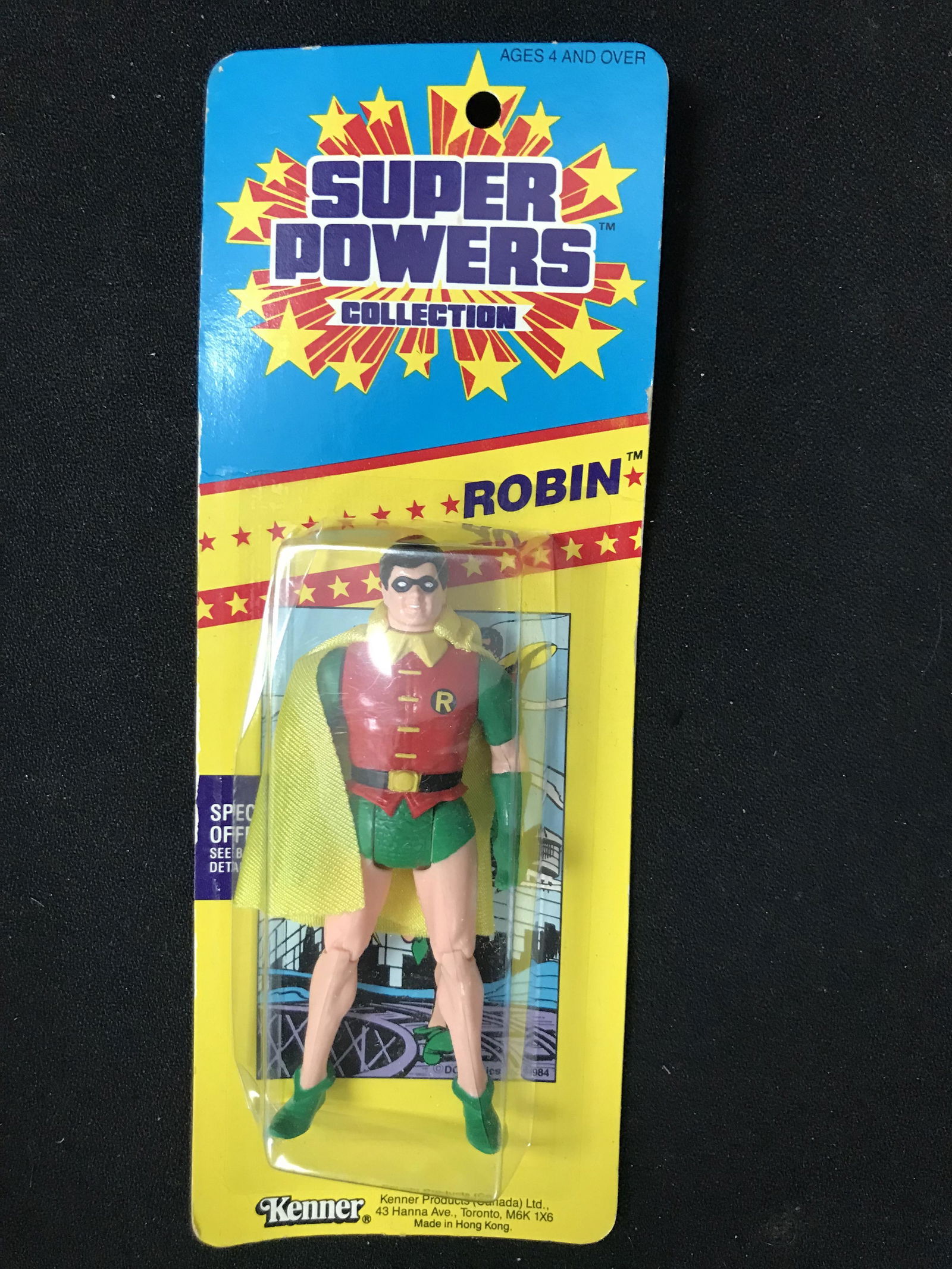 SEALED ON CARD 1986 KENNER SUPER POWERS ROBIN ACTION FIGURE (1 of 2)