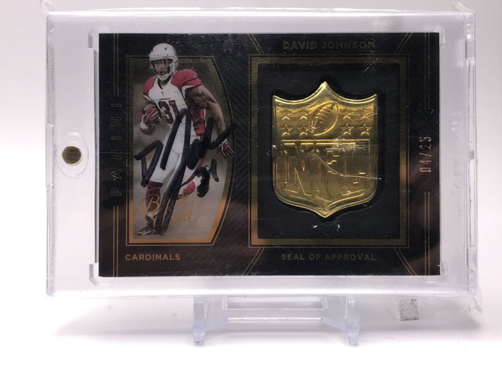 2016 PANINI BLACK GOLD #SA17 DAVID JOHNSON AUTO SEAL OF APPROVAL NUMBERED 04/25: Prices are in Canadian dollars