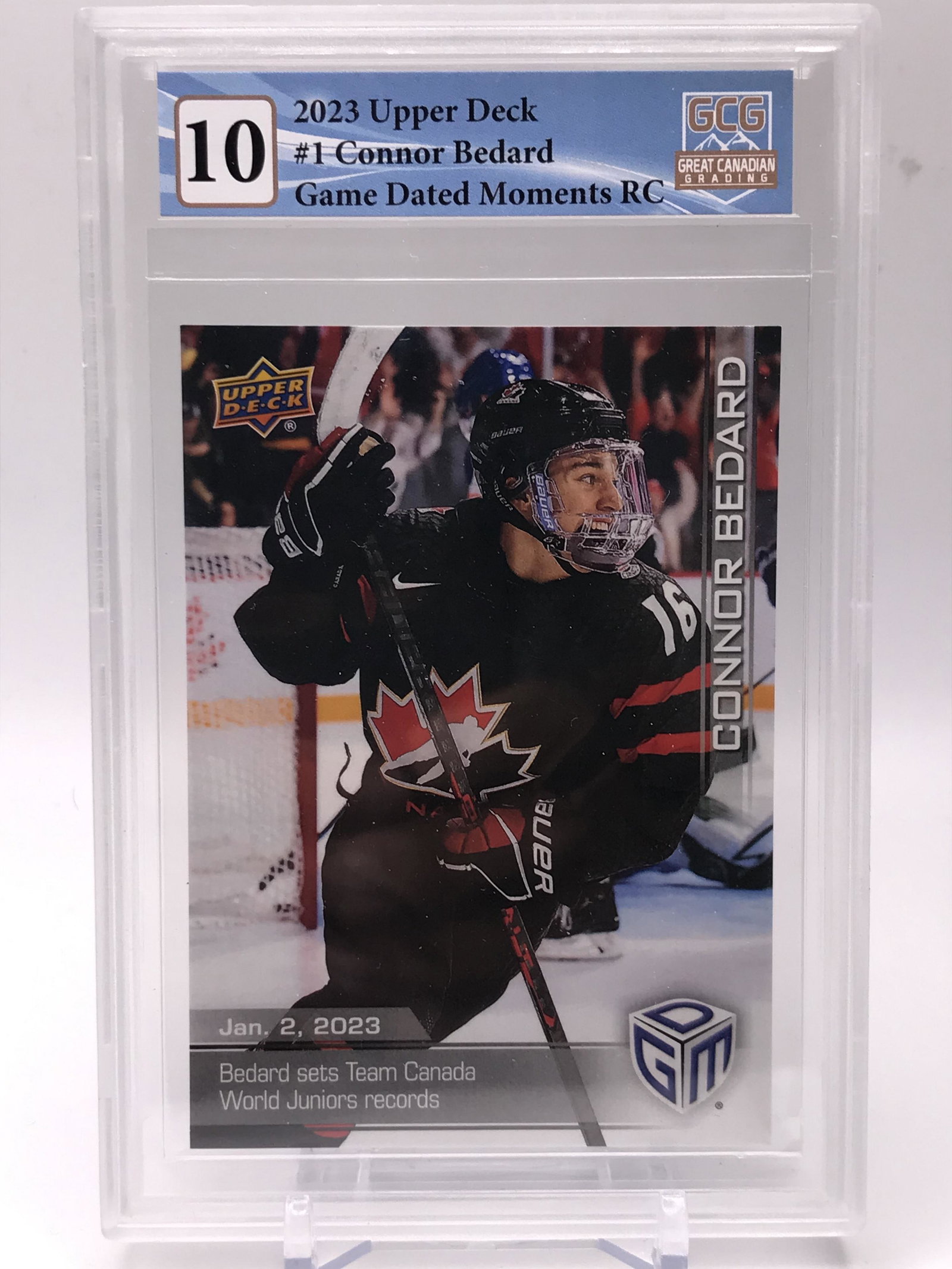 2023 UPPER DECK CONNOR BEDARD GAME DATED MOMENTS RC (GCG 10): Prices are in Canadian dollars