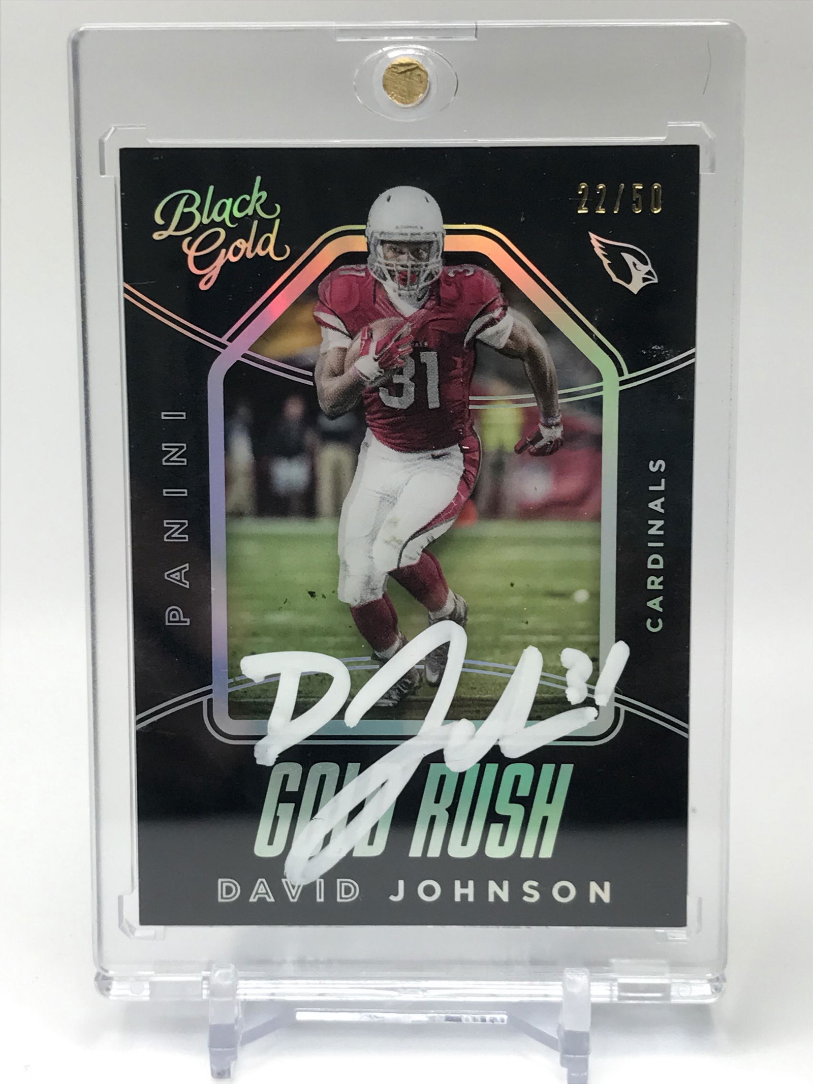SIGNED PANINI BLACK GOLD DAVID JOHNSON NO. RU14 22/50: Prices are in Canadian dollars